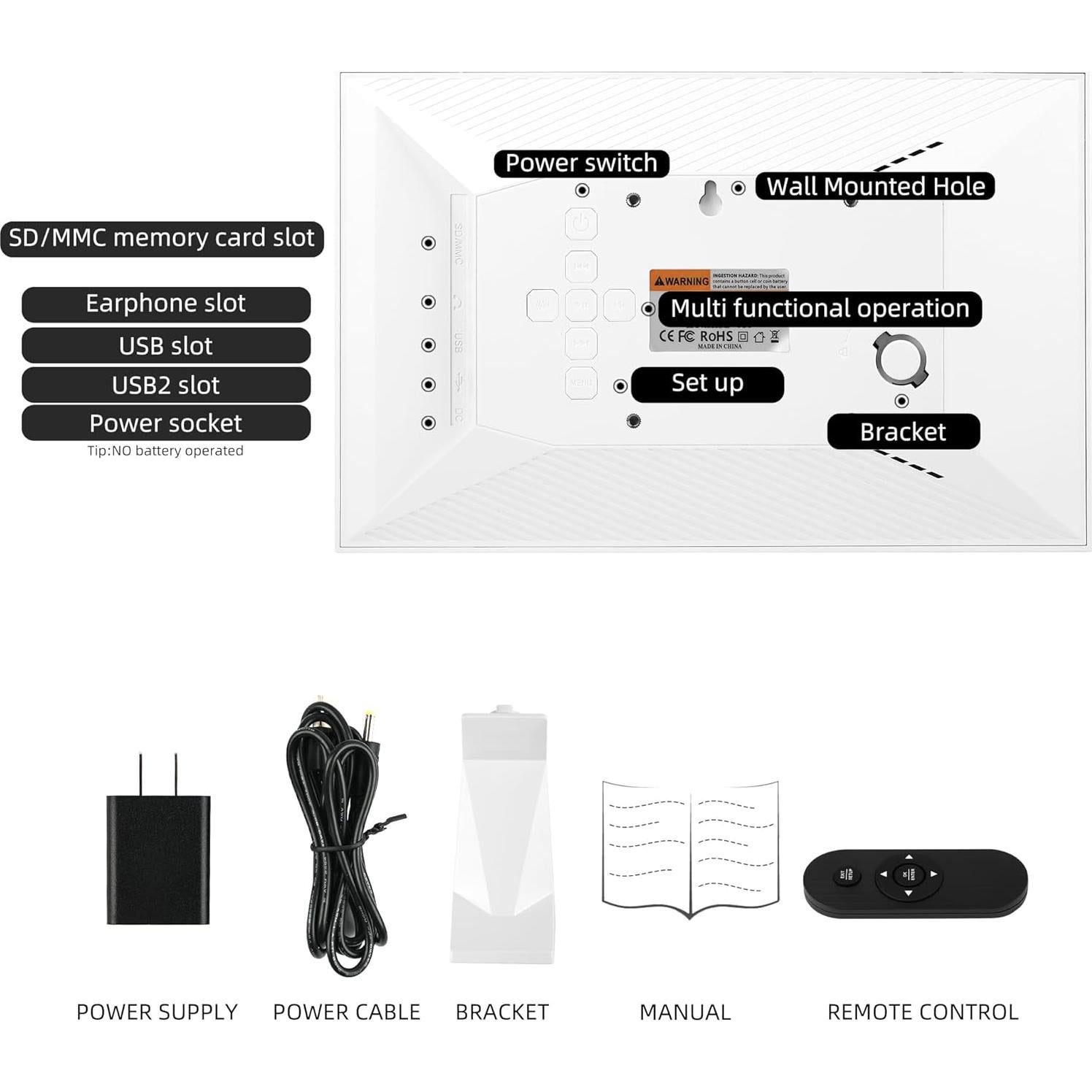 Reloj Despertador Digital Memwake Blanco 14.5x3.8x20.3 cm