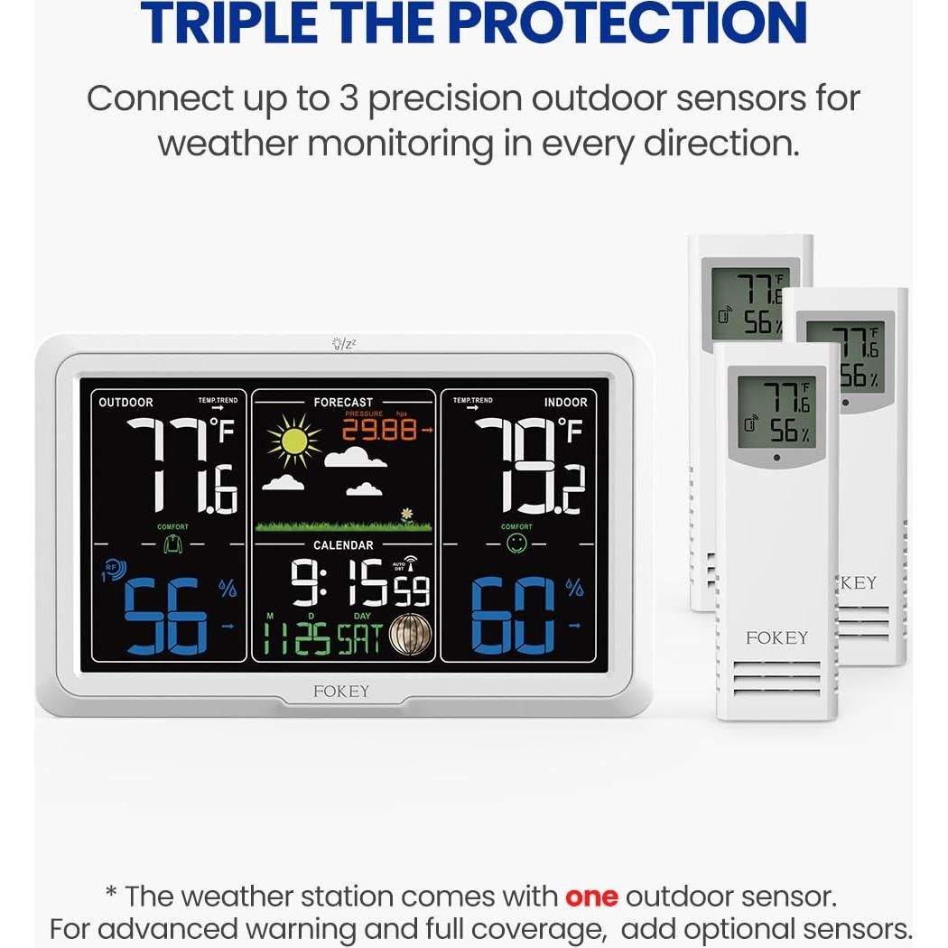 Estación Meteorológica Inalámbrica Fokey Q7-US Pantalla 7.6"