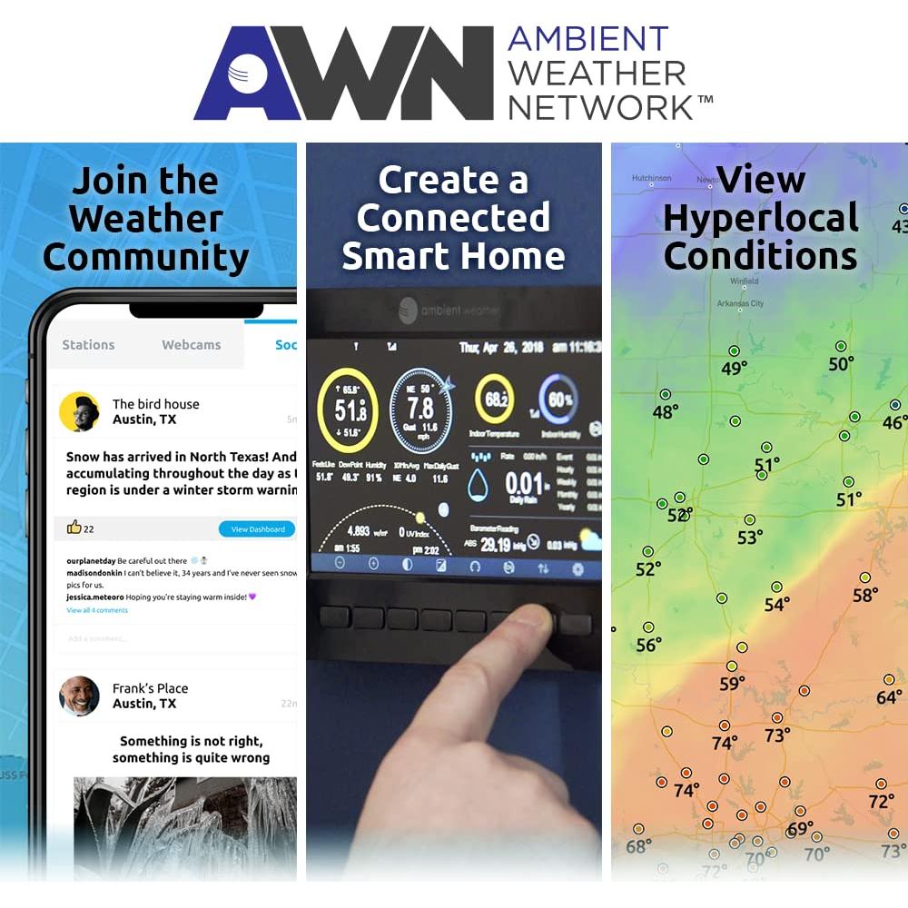 Estación Meteorológica Inalámbrica Ambient Weather WS-8482 con 7 Canales y Monitoreo WiFi