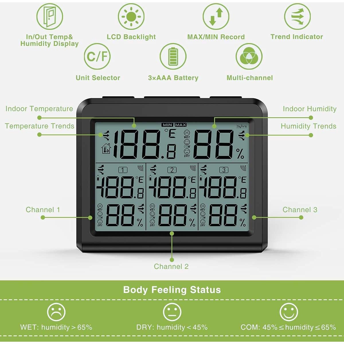 Termómetro Digital Interior Exterior KeeKit con 3 Sensores