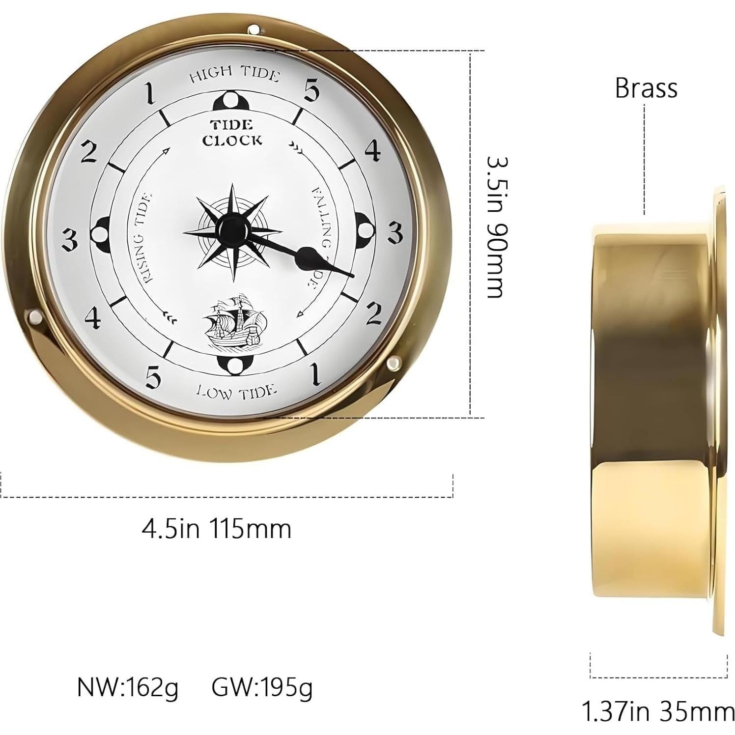 Reloj de Mareas de Latón 11.43cm para Barco y Decoración