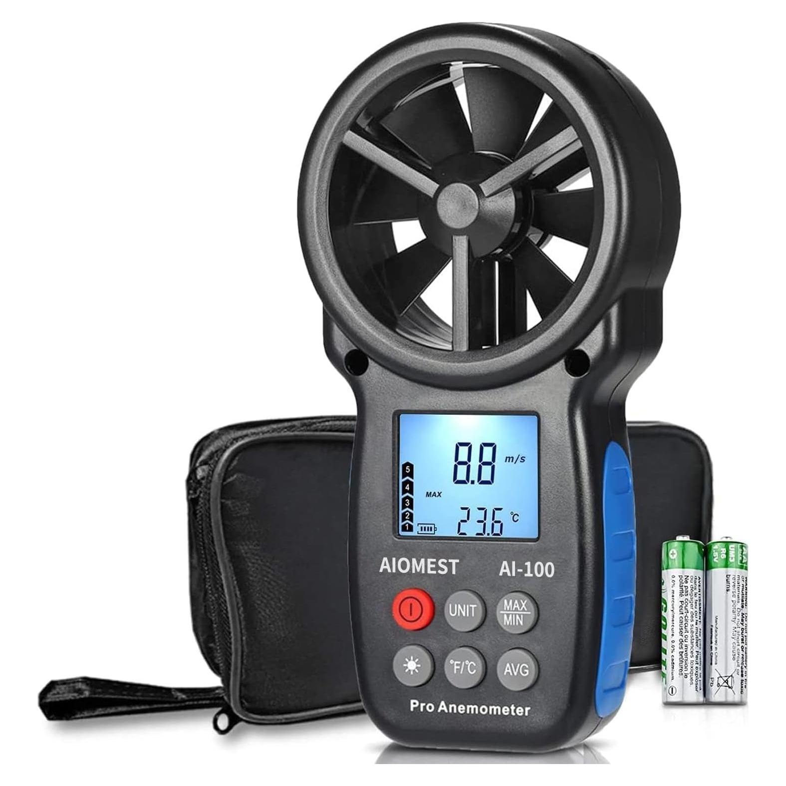 Anemómetro Digital AIOMEST AI-100 Portátil con Retroiluminación