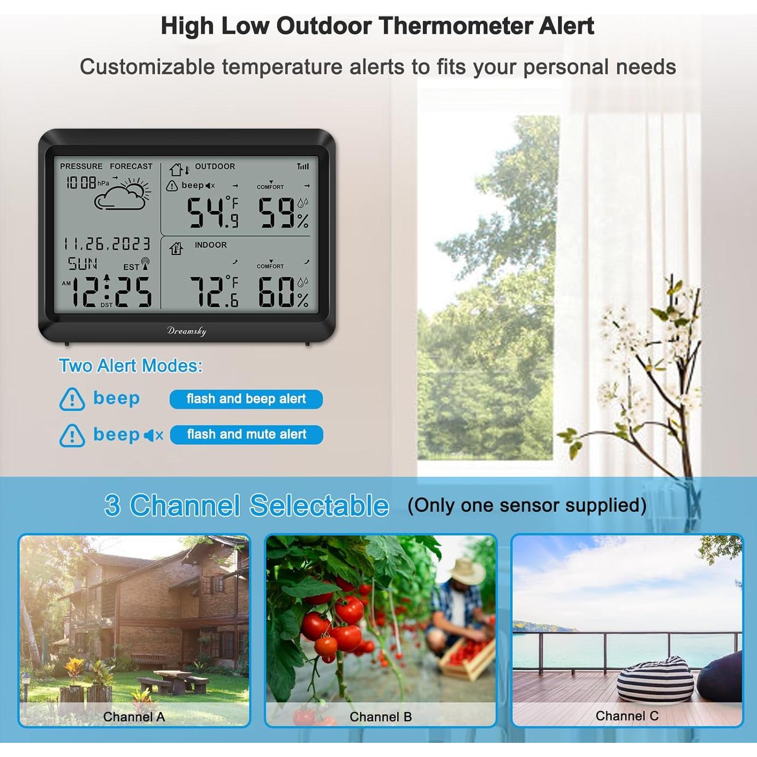 Estación Meteorológica DreamSky Inalámbrica con Reloj Atómico