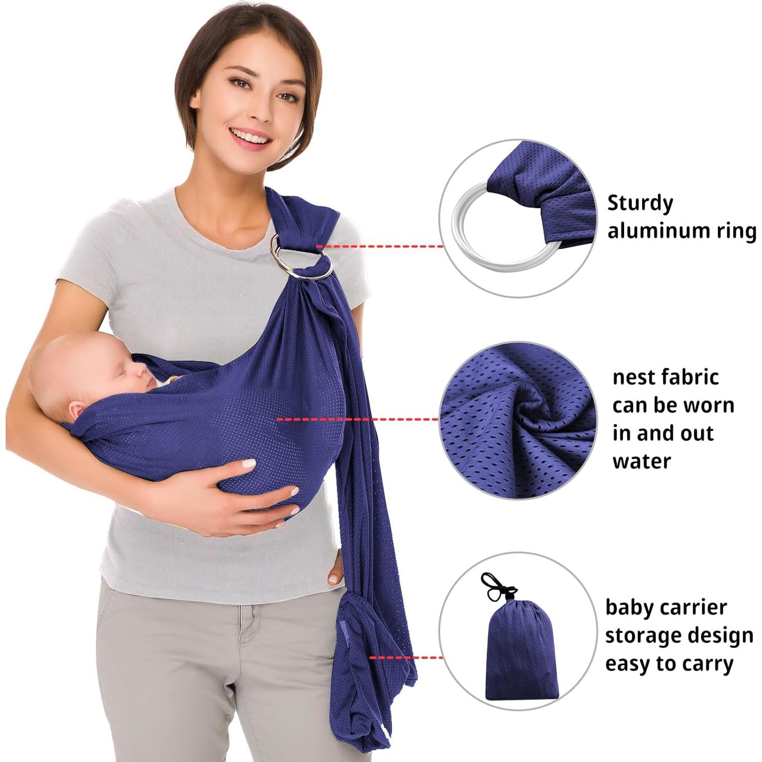 CUBY Porta Bebés Water Baby Sling Azul Oscuro Ajustable Malla