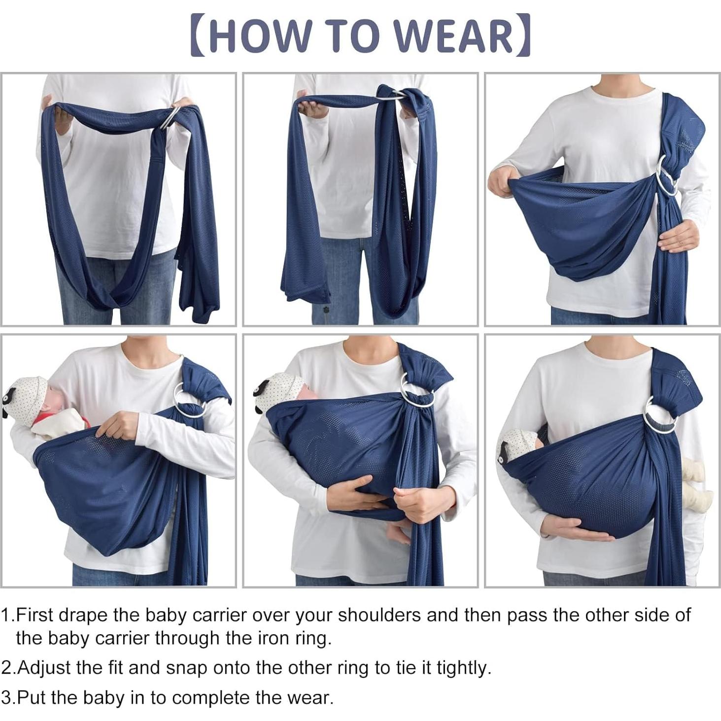 CUBY Porta Bebés Water Baby Sling Azul Oscuro Ajustable Malla