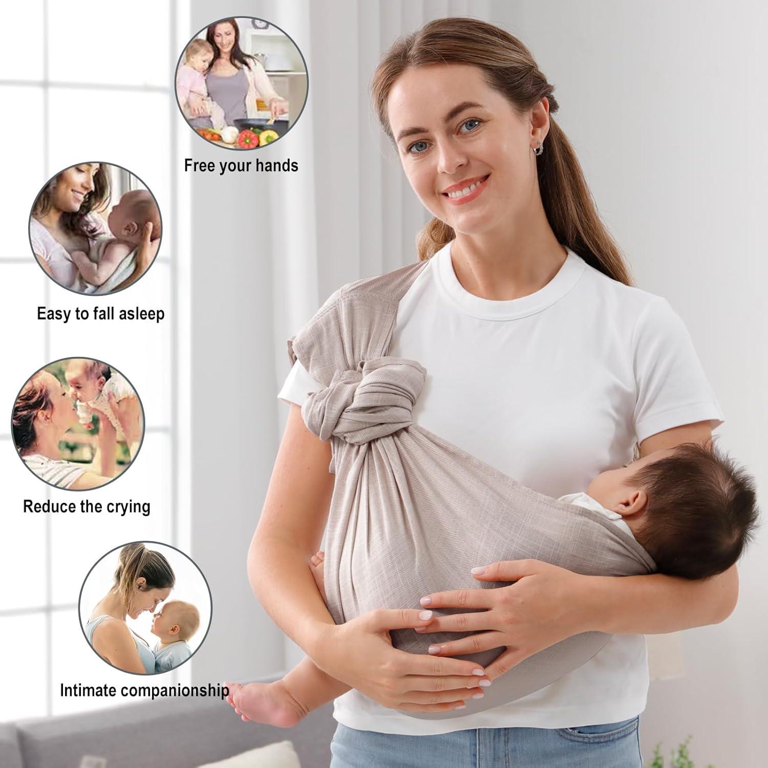 Portabebés de Anillo Doble Vrbabies Algodón Lino Gris Claro