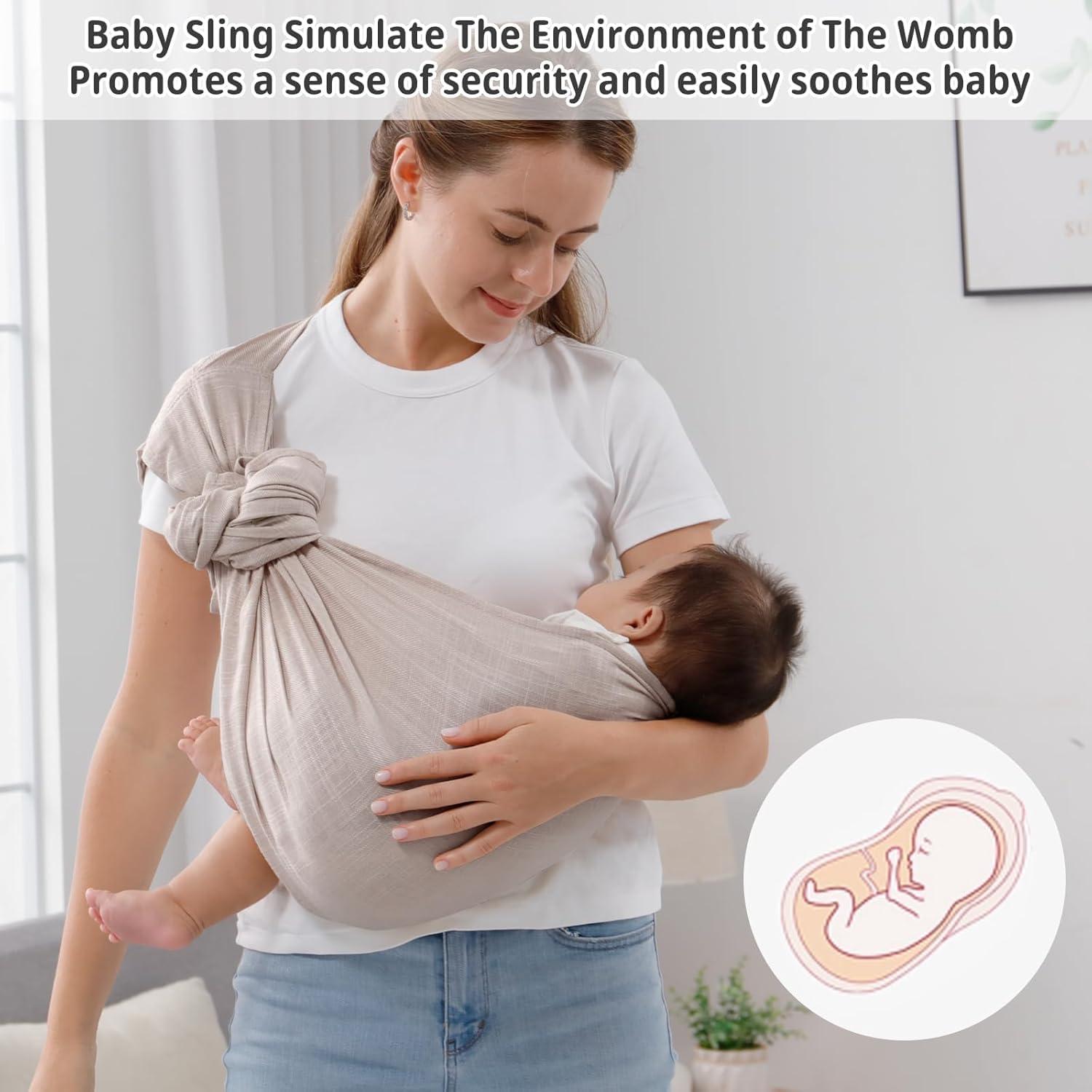 Portabebés de Anillo Doble Vrbabies Algodón Lino Gris Claro