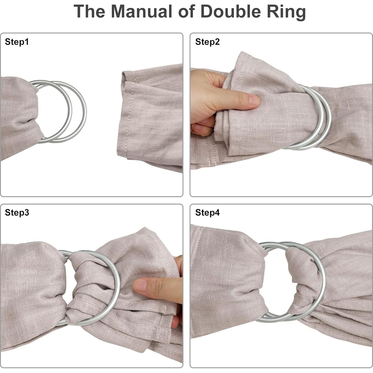 Portabebés de Anillo Doble Vrbabies Algodón Lino Gris Claro