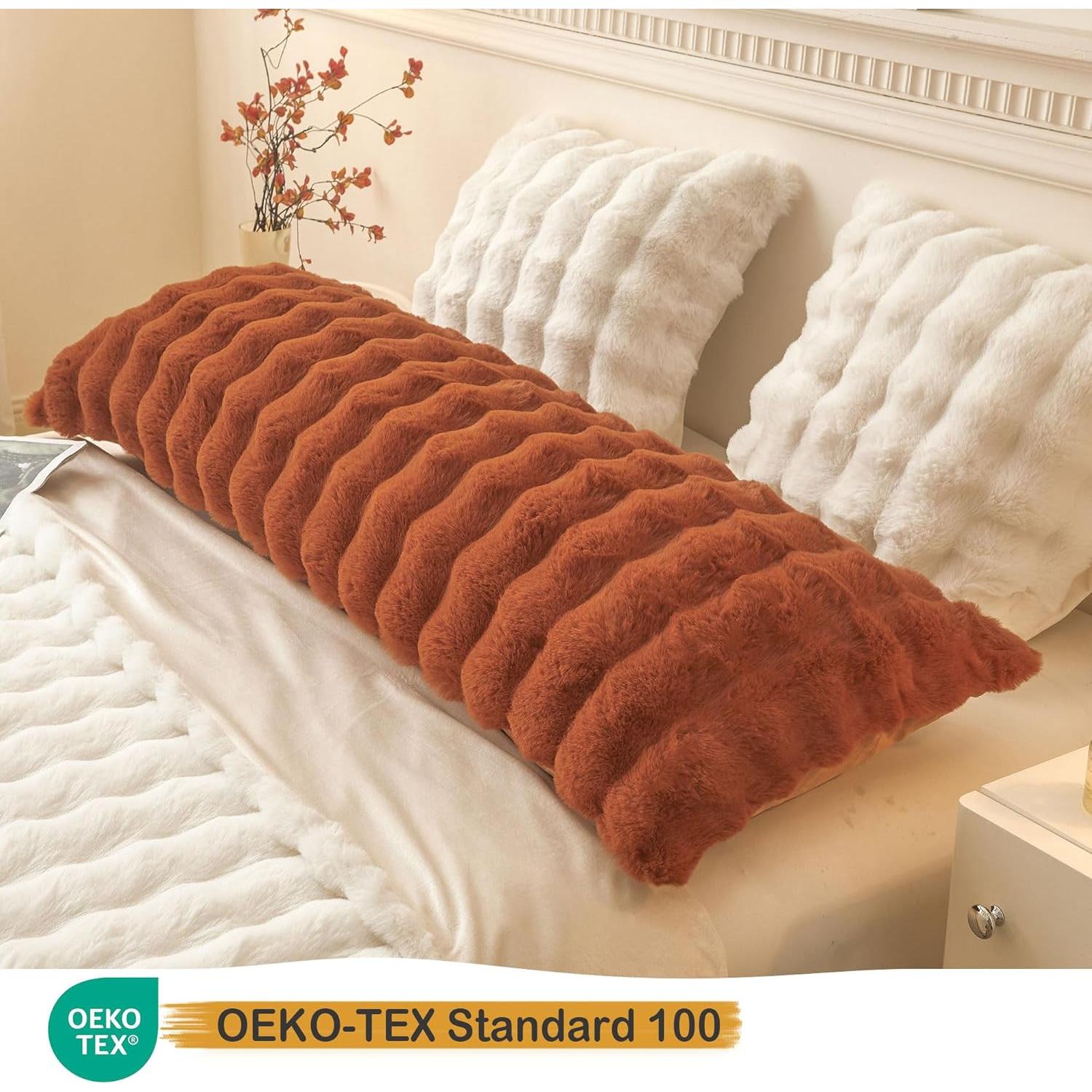 Funda de Almohada de Cuerpo LIFEREVO 54x20cm Naranja Quemado