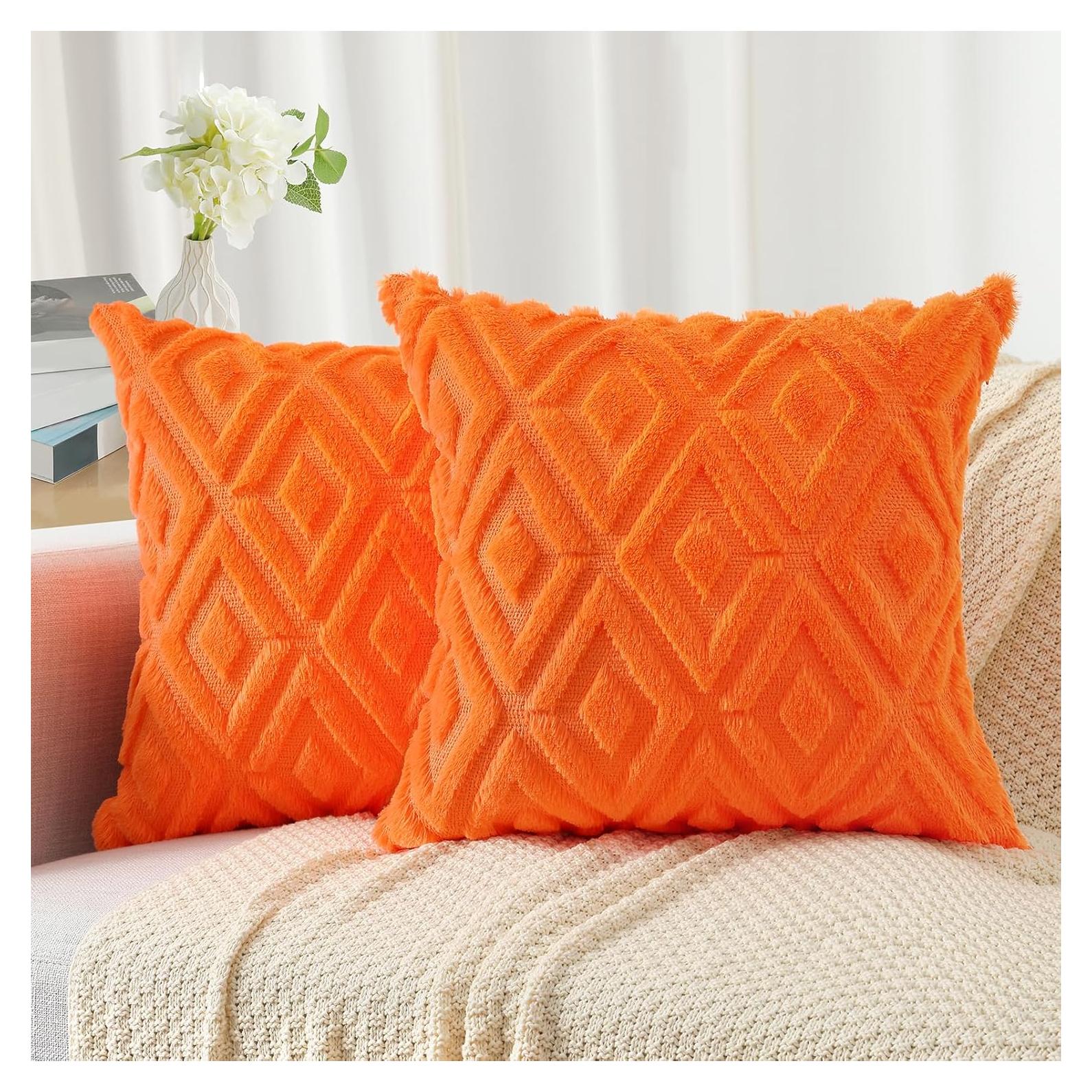 Funda de Cojín Decorativa Naranja Pallene 45x45 cm Set de 2