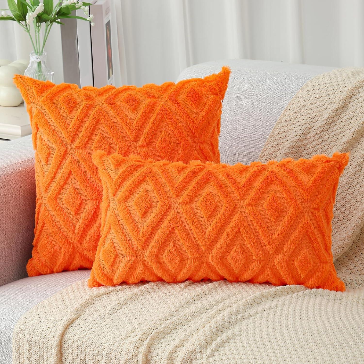 Funda de Cojín Decorativa Naranja Pallene 45x45 cm Set de 2