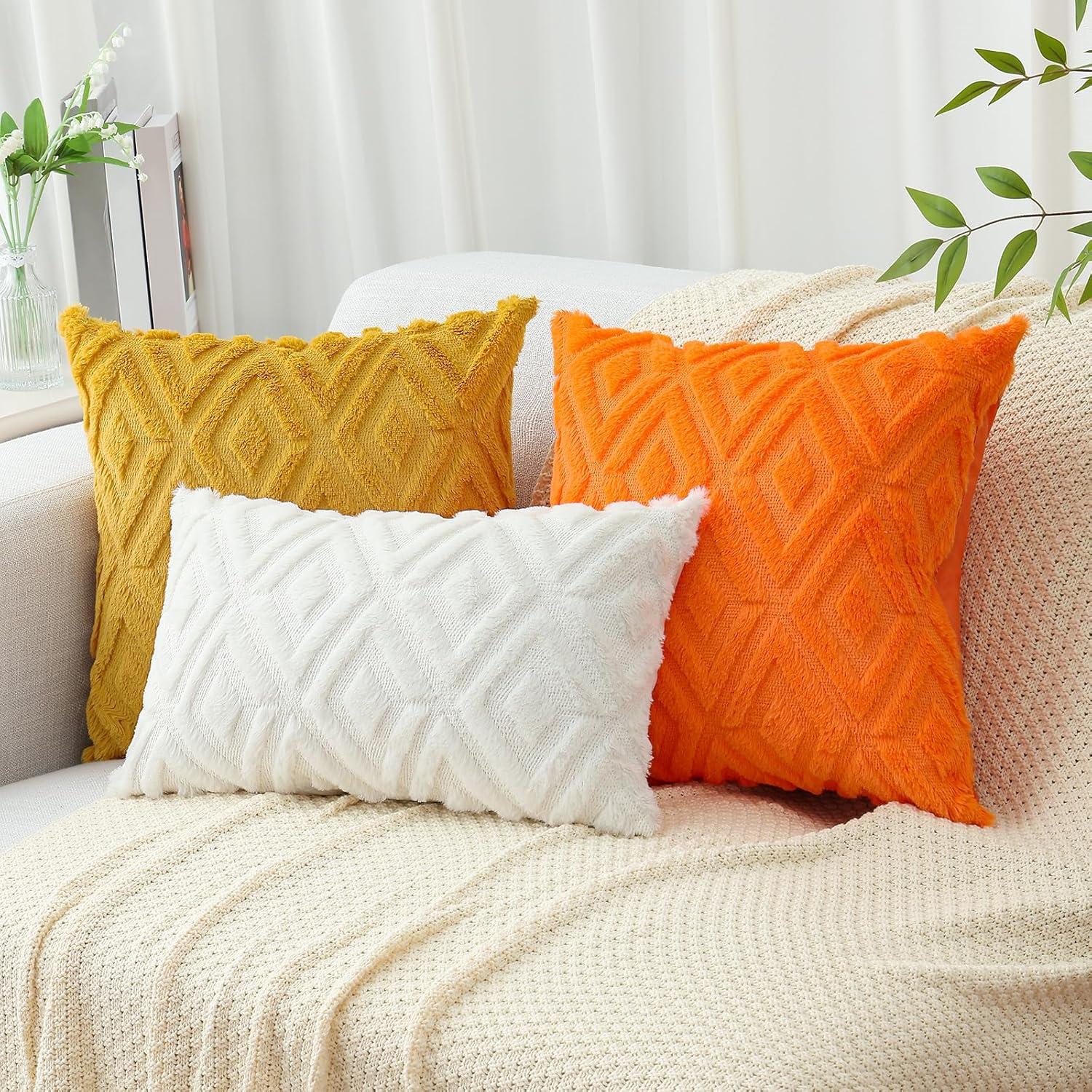 Funda de Cojín Decorativa Naranja Pallene 45x45 cm Set de 2