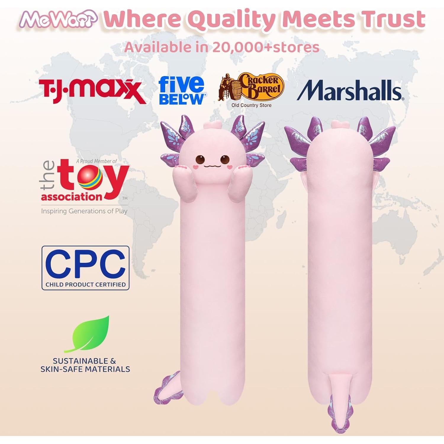 Almohada Corporal Axolotl Rosa Mewaii 110 cm Ultra Suave