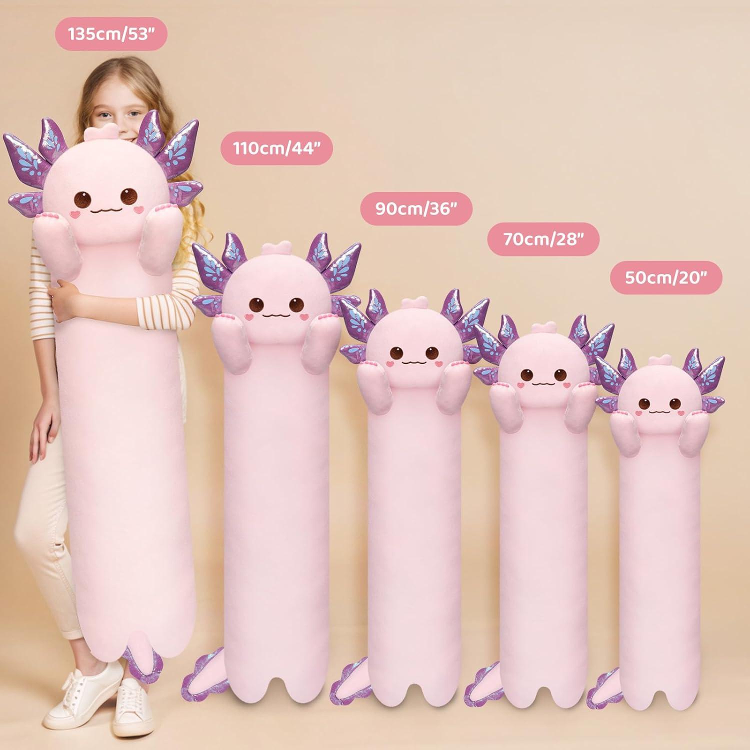 Almohada Corporal Axolotl Rosa Mewaii 110 cm Ultra Suave