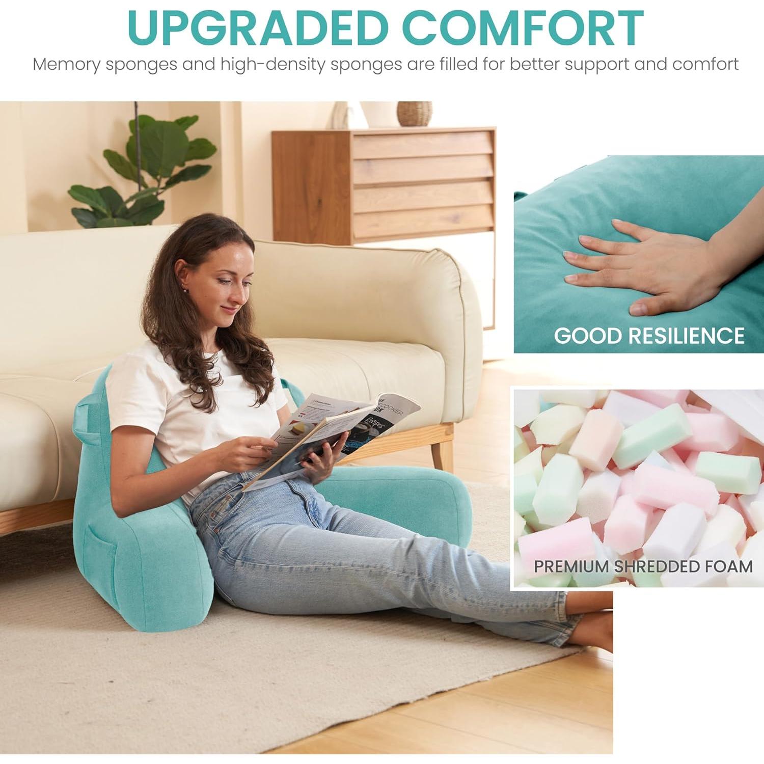 Cojín de Lectura Unisakey Azul Lago Espuma de Memoria