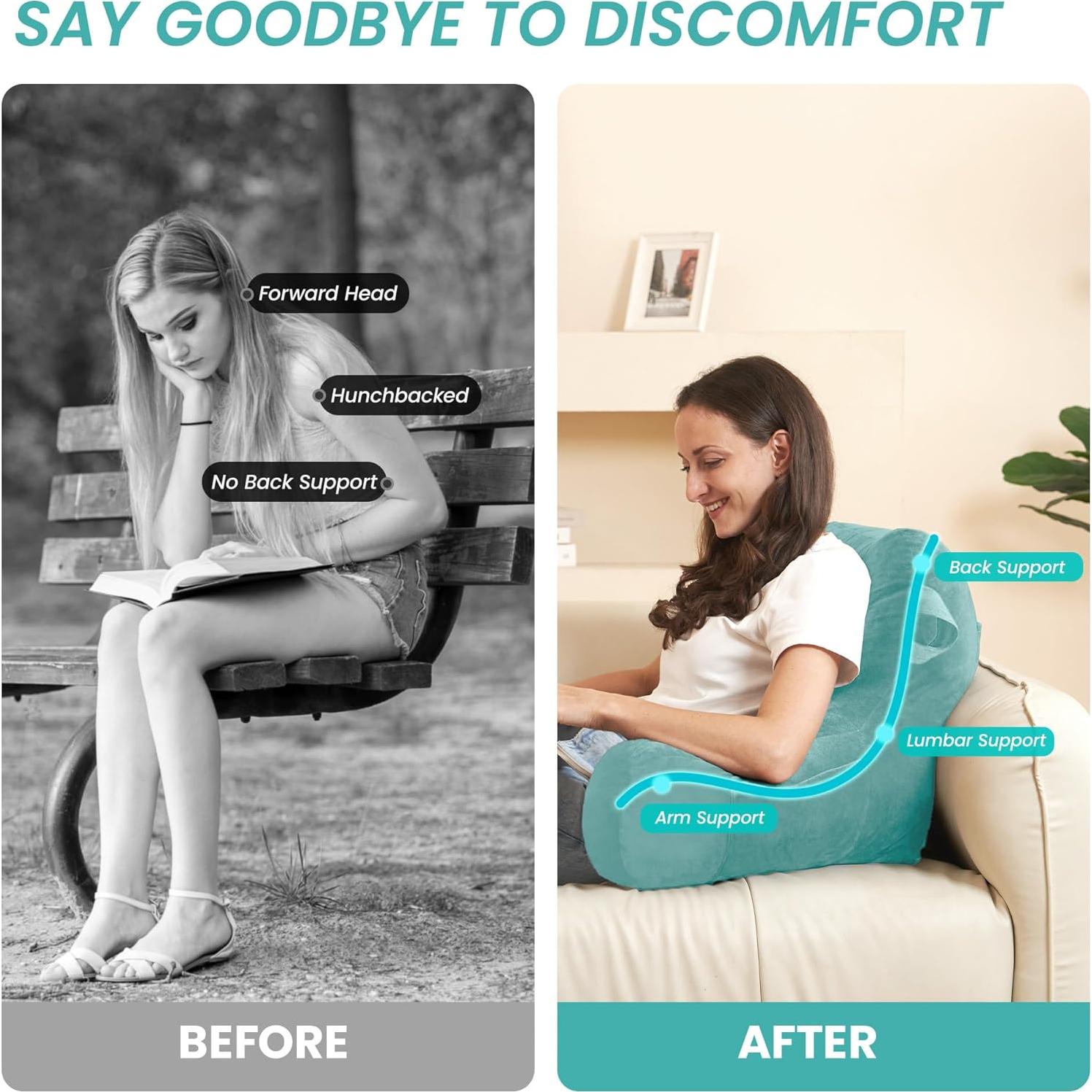 Cojín de Lectura Unisakey Azul Lago Espuma de Memoria