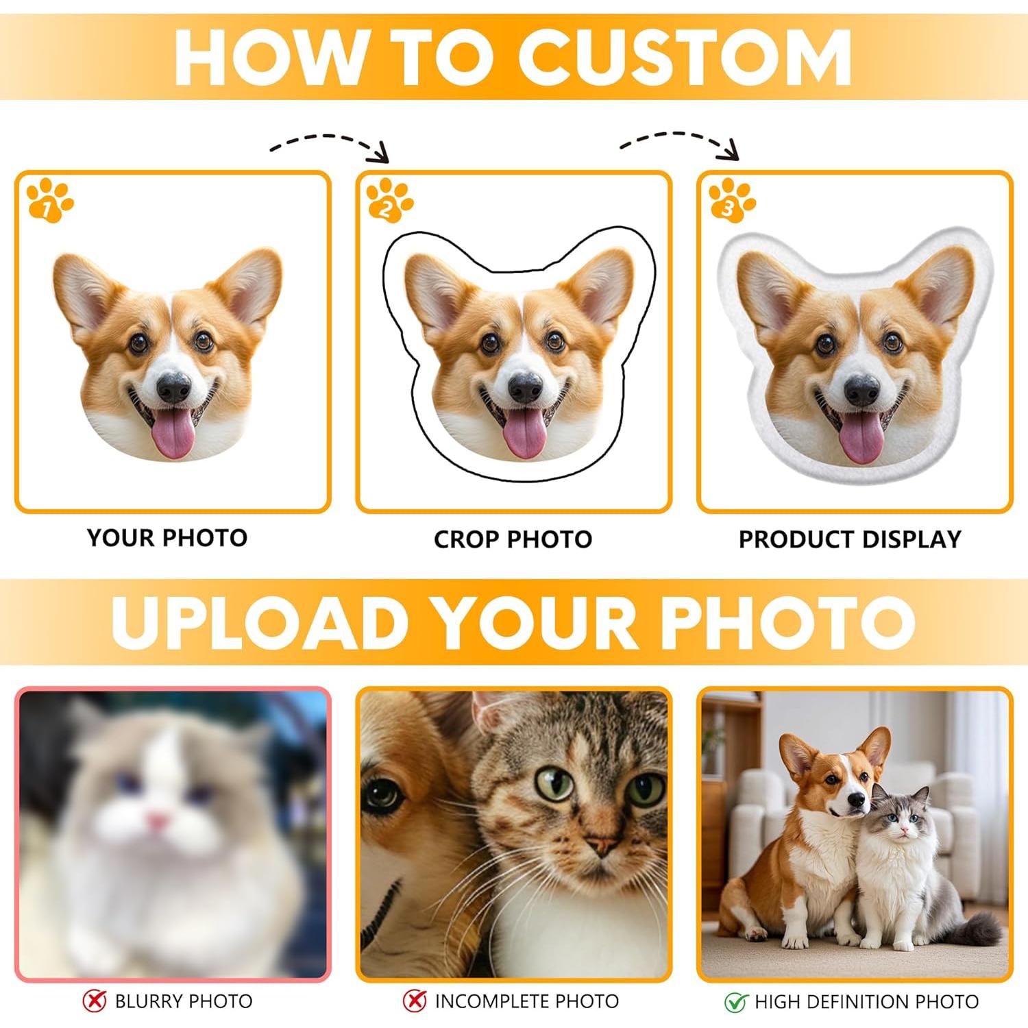 Almohada de Peluche Personalizada LCMAIT - Forma de Mascota 61x20cm