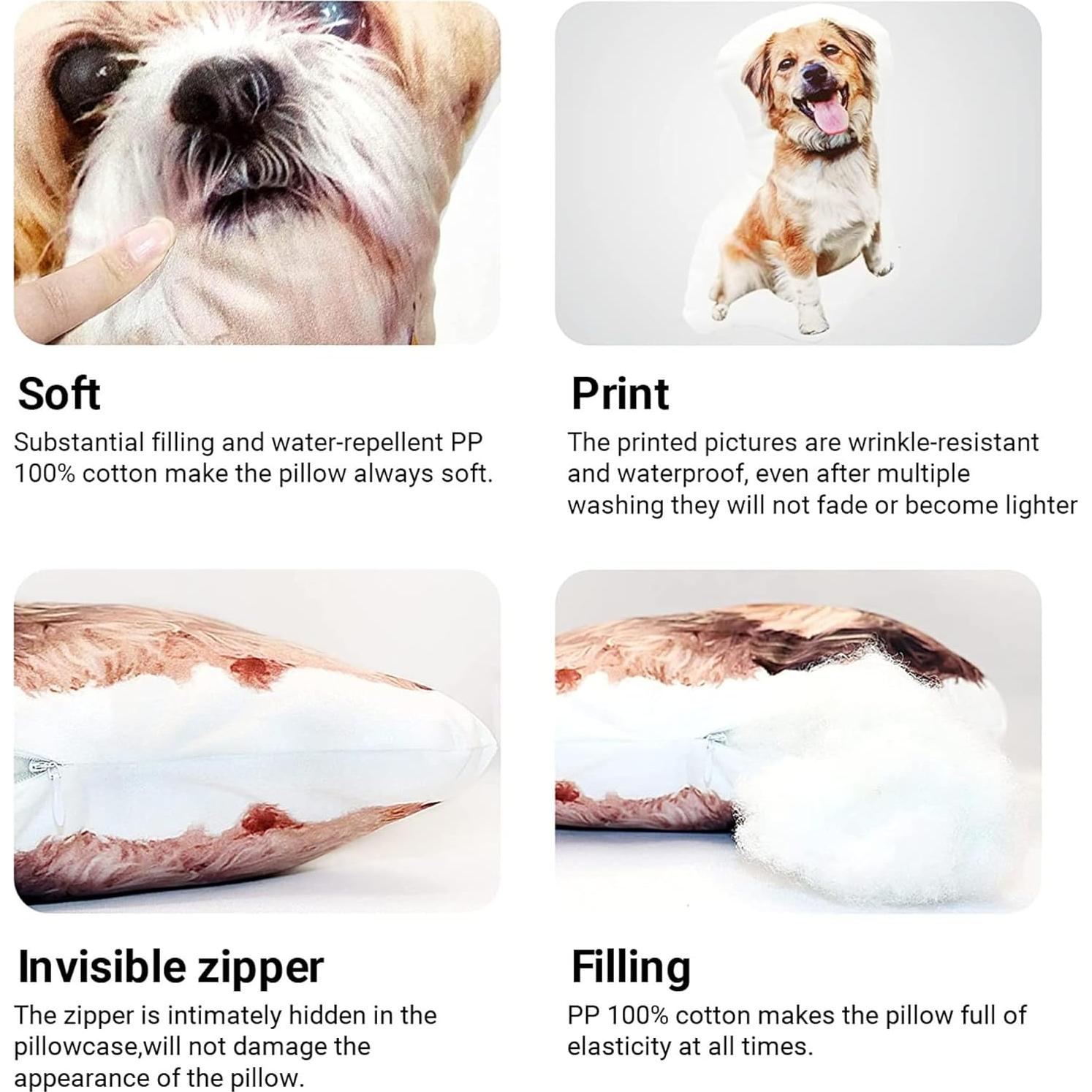 Almohada de Peluche Personalizada LCMAIT - Forma de Mascota 61x20cm