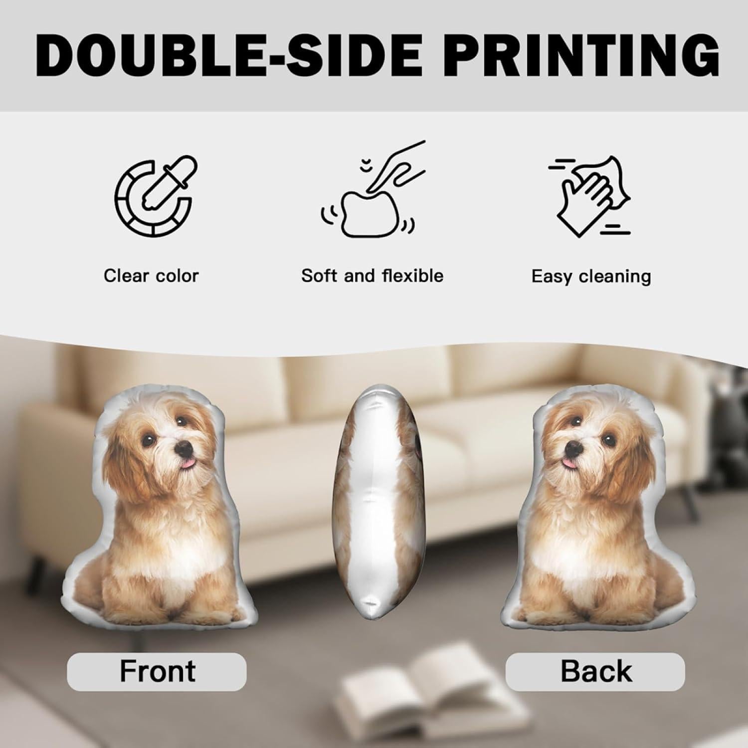 Almohada de Peluche Personalizada LCMAIT - Forma de Mascota 61x20cm