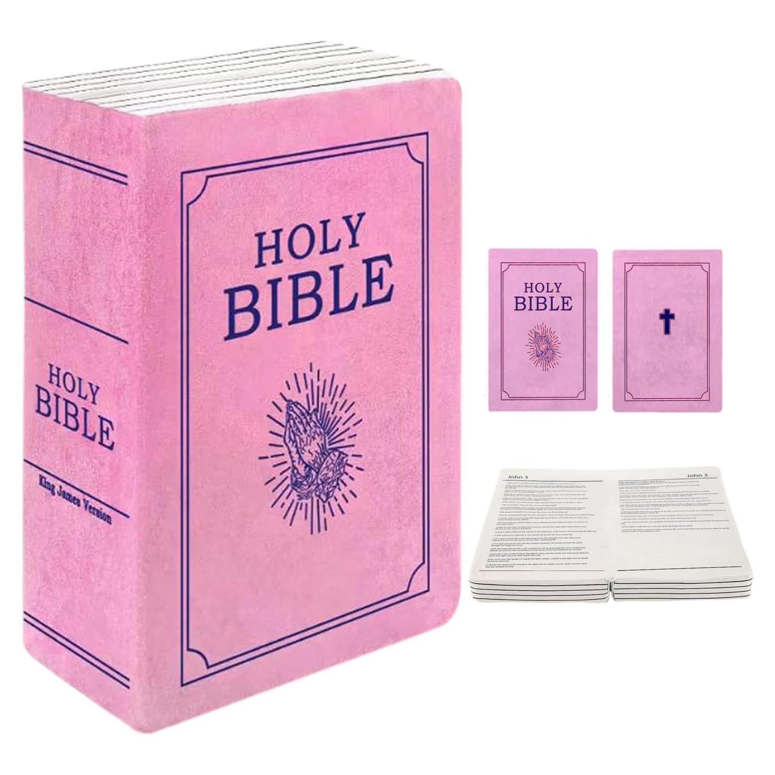 Cojín de Felpa Rosa con Versículos Bíblicos - 33x22.5 cm