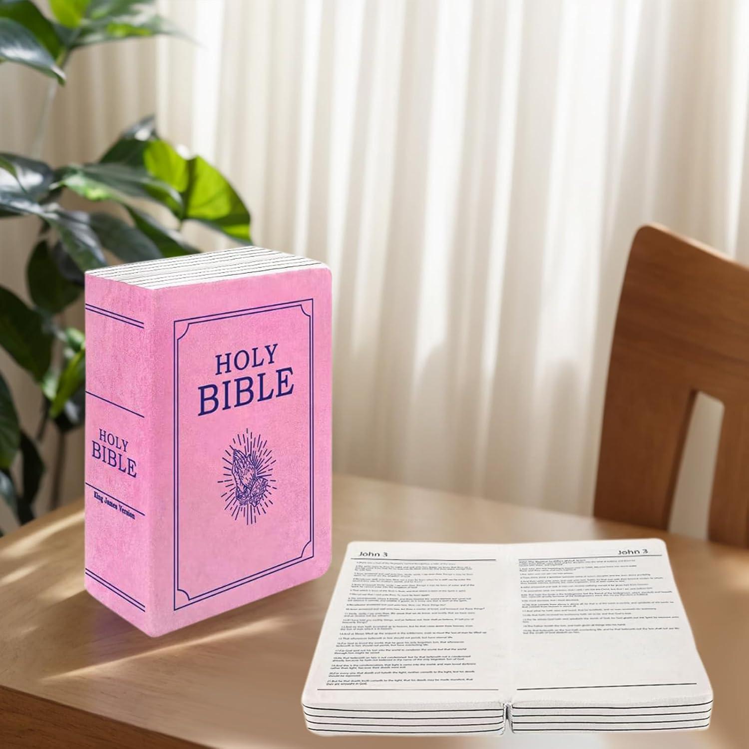 Cojín de Felpa Rosa con Versículos Bíblicos - 33x22.5 cm