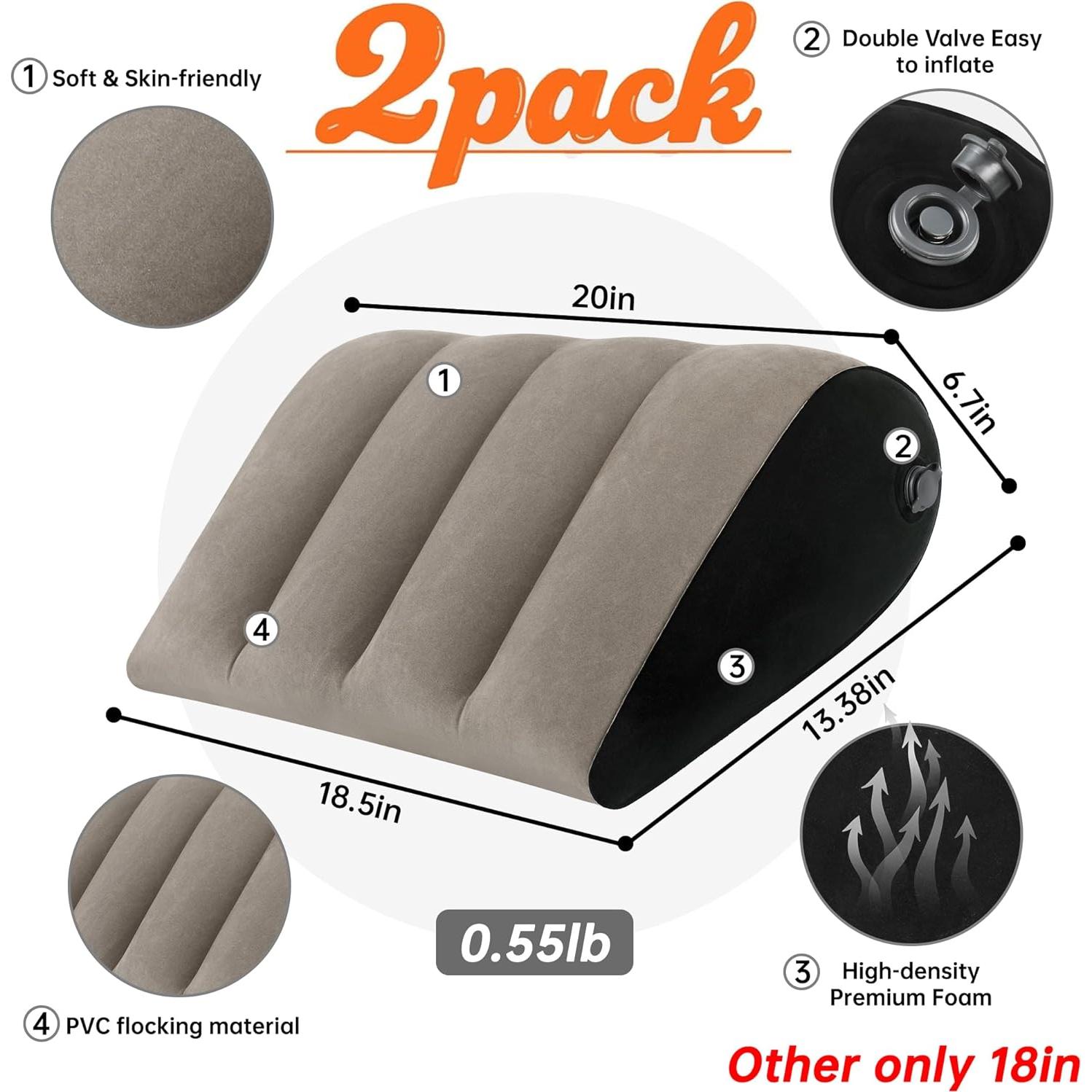 Cojín Inflable Portátil JCDOBEST en Forma de Cuña - 2 Paquetes