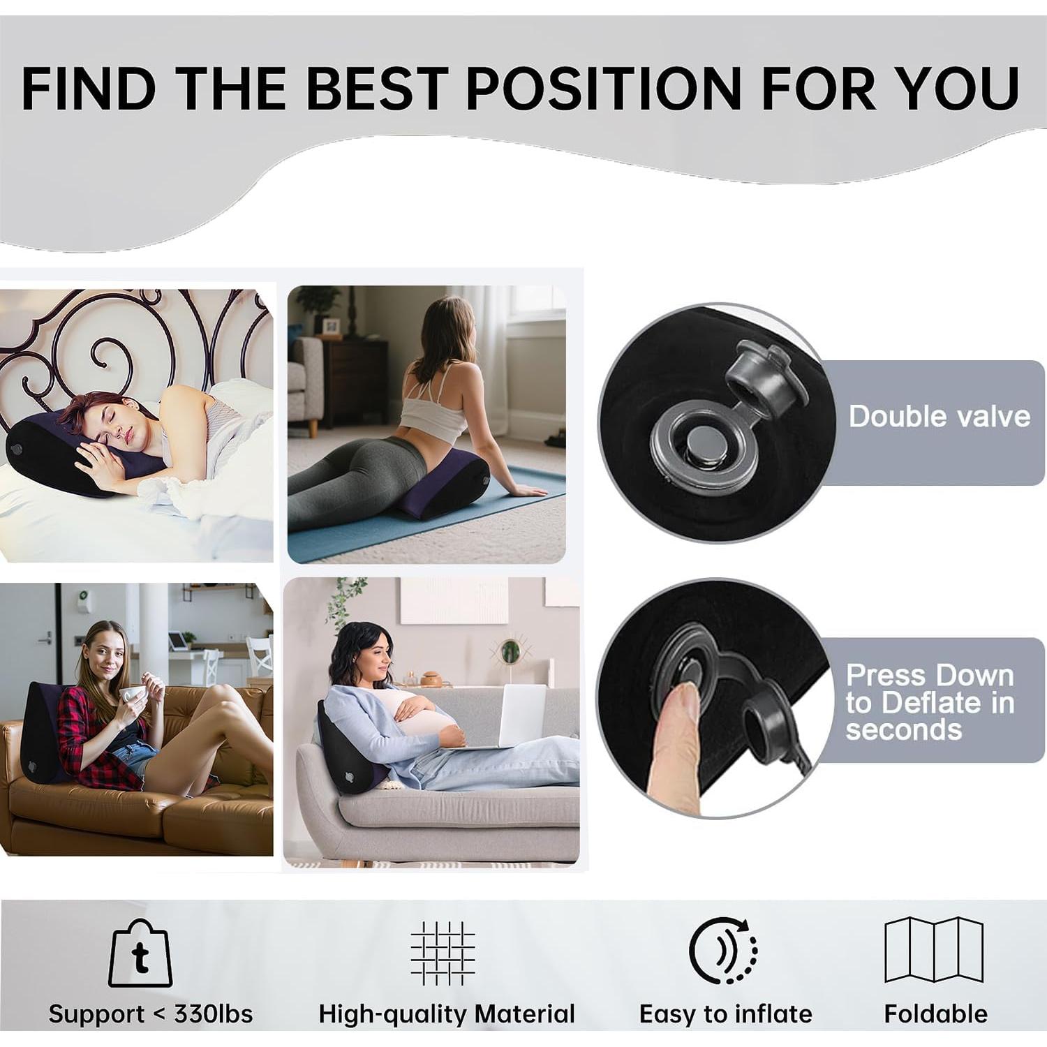 Cojín Inflable Portátil JCDOBEST en Forma de Cuña - 2 Paquetes