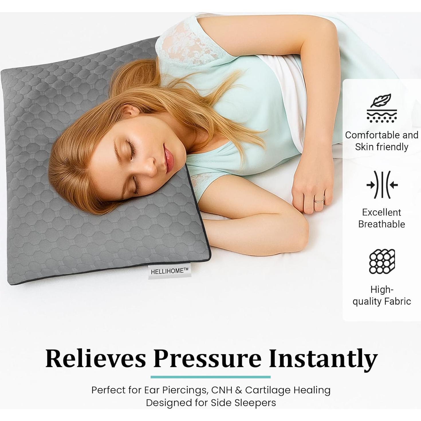 Almohada para Perforación de Orejas HELLiHOME - Espuma Viscoelástica Ajustable