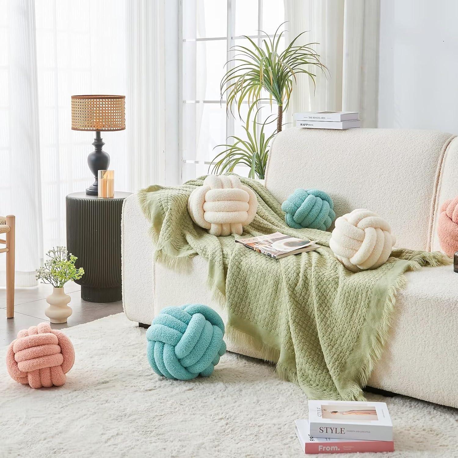 Almohada Decorativa Redonda LUSJNGE 28 cm Marfil Suave