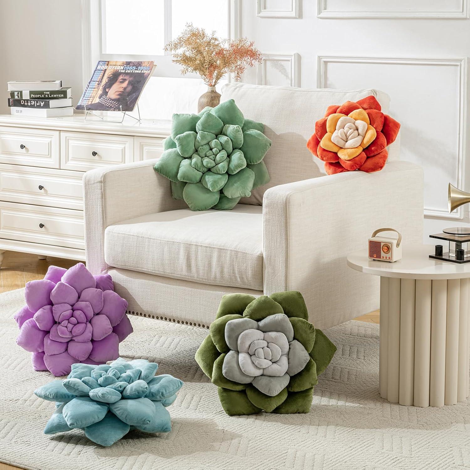 Almohada Decorativa Gerlisay 45 cm Flor Terracota Suave