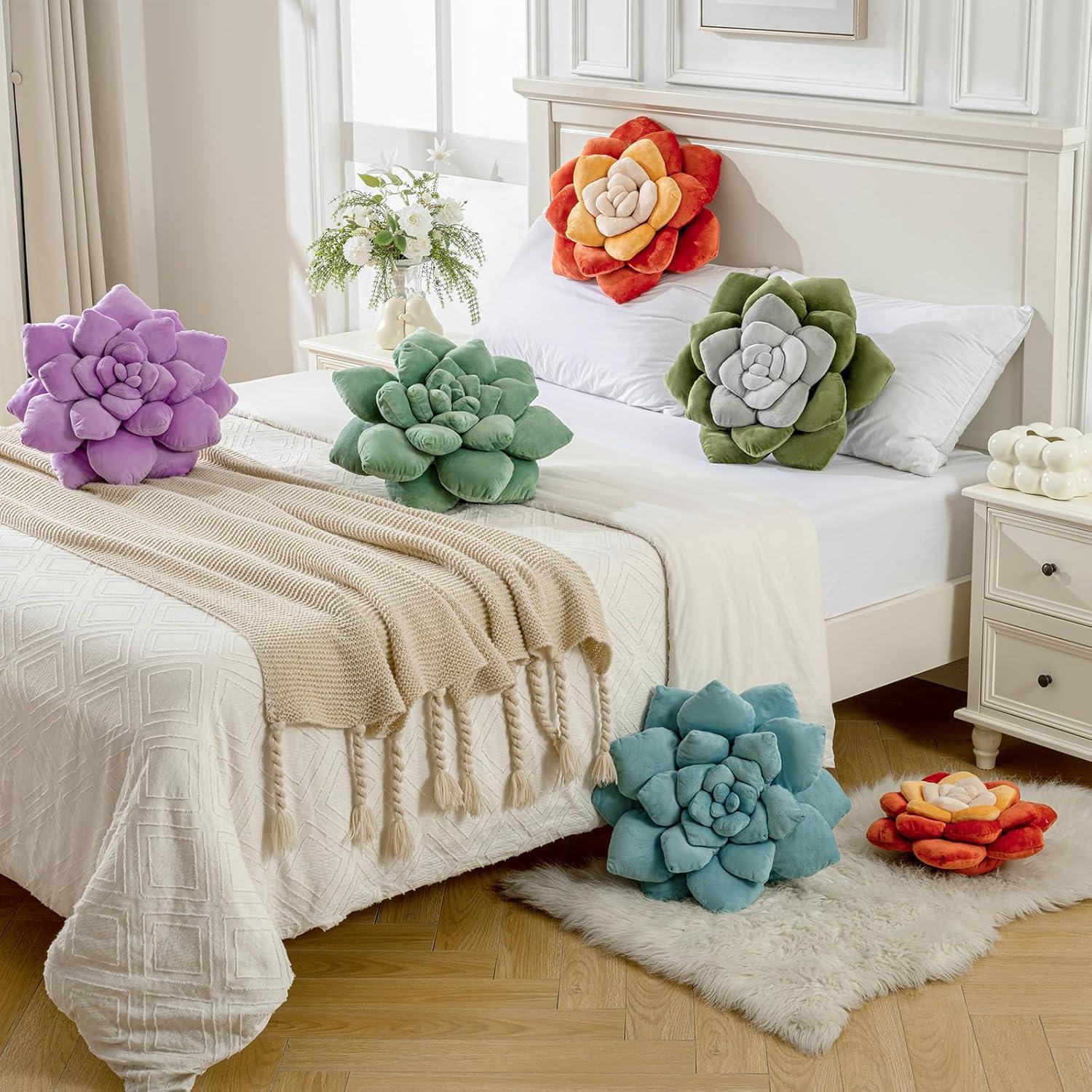 Almohada Decorativa Gerlisay 45 cm Flor Terracota Suave