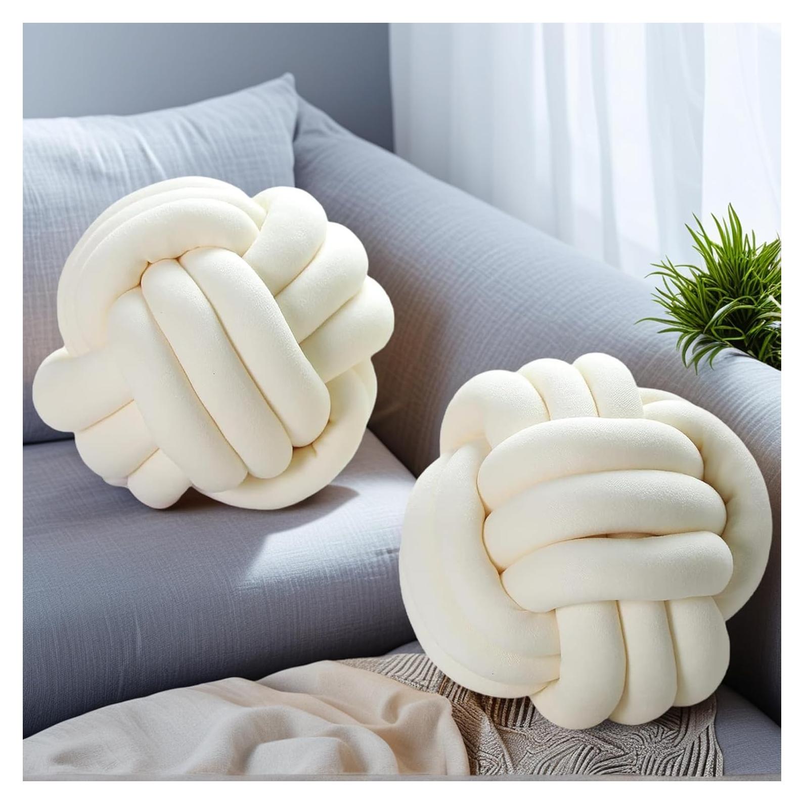 Almohadas Decorativas Wadser 28 cm Bola Anudada Marfil 2 Pcs