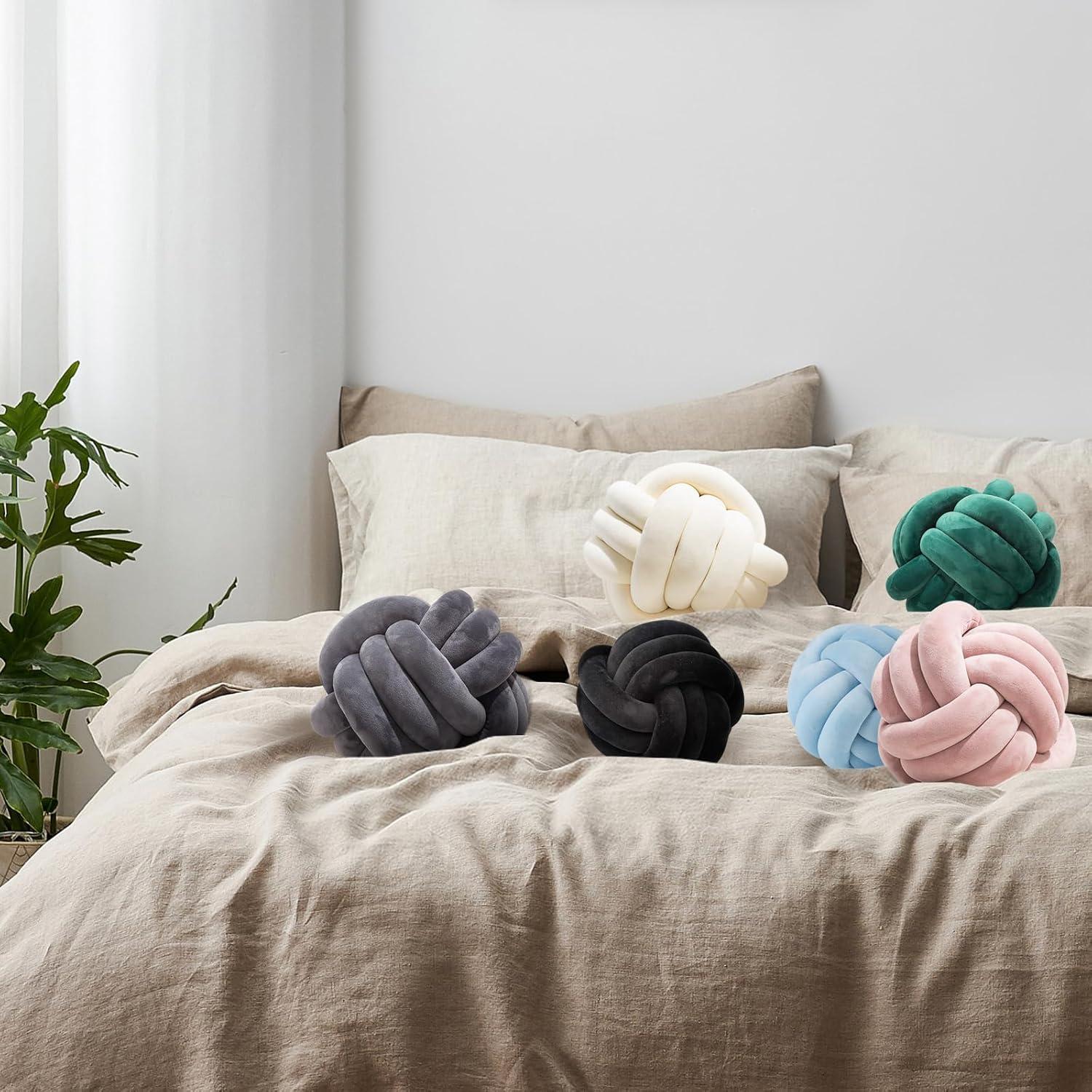 Almohadas Decorativas Wadser 28 cm Bola Anudada Marfil 2 Pcs