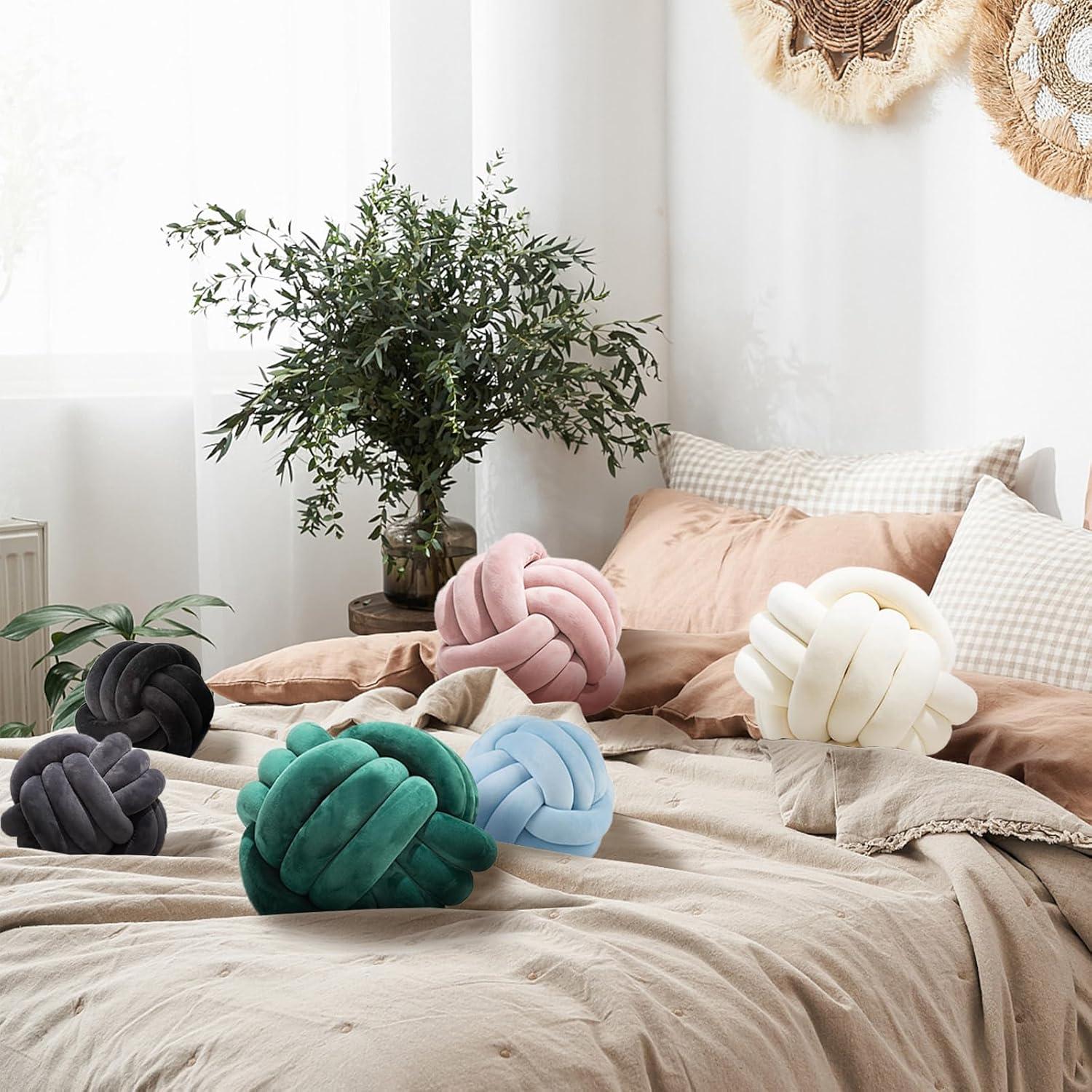 Almohadas Decorativas Wadser 28 cm Bola Anudada Marfil 2 Pcs