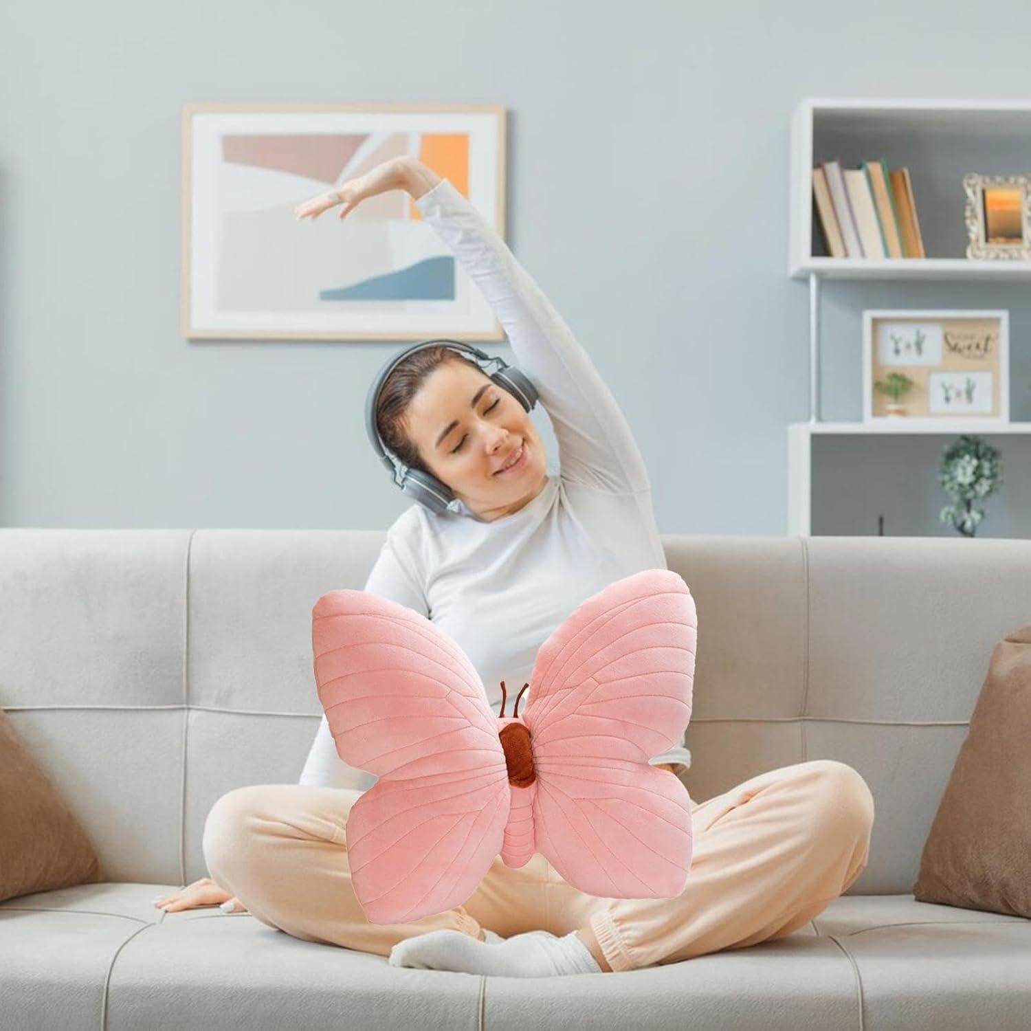 Almohada Decorativa Mariposa Karoeiwa Rosa 40 x 40 cm