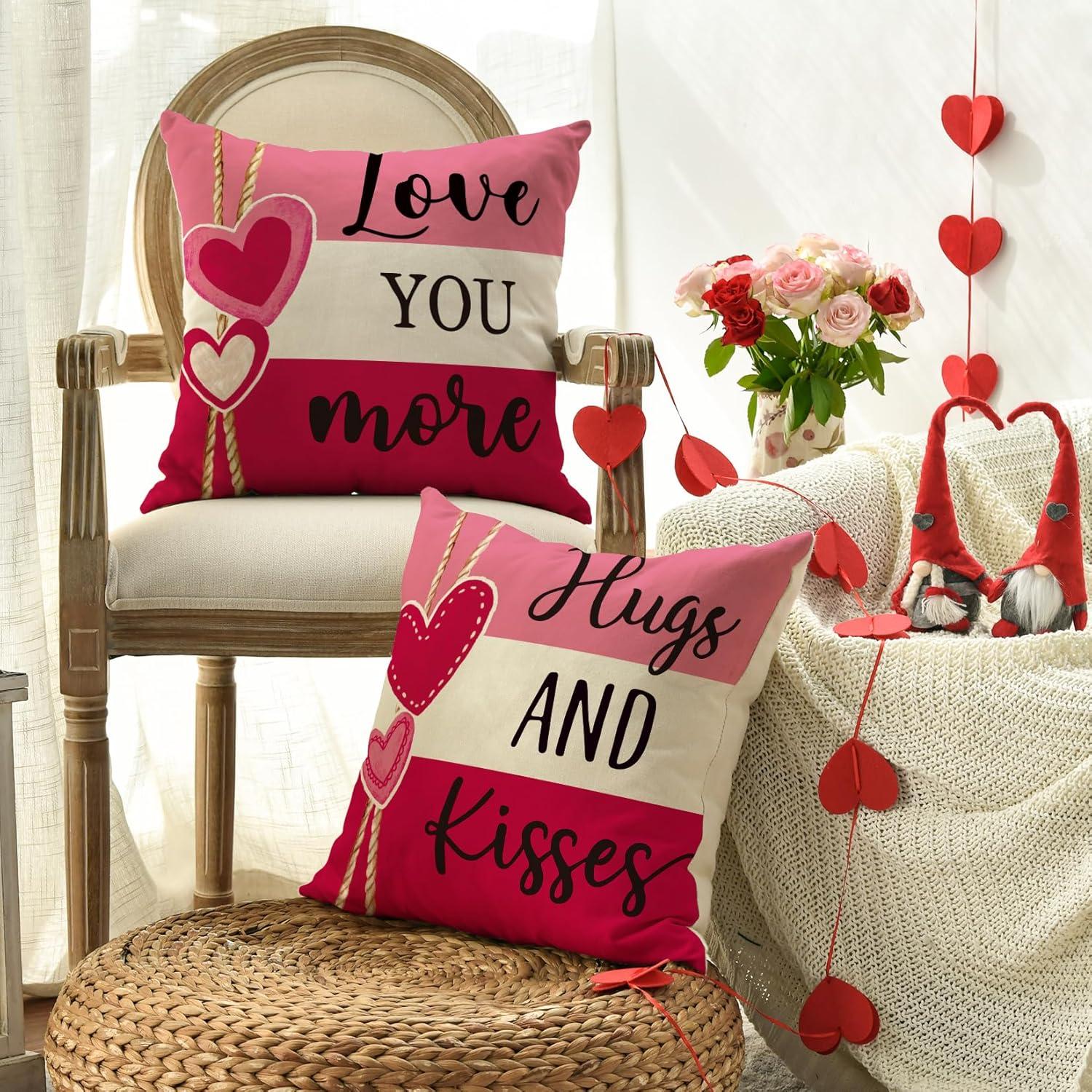 Fundas de Almohada Decorativas AVOIN San Valentín Rosa 45.72 cm - Pack de 4