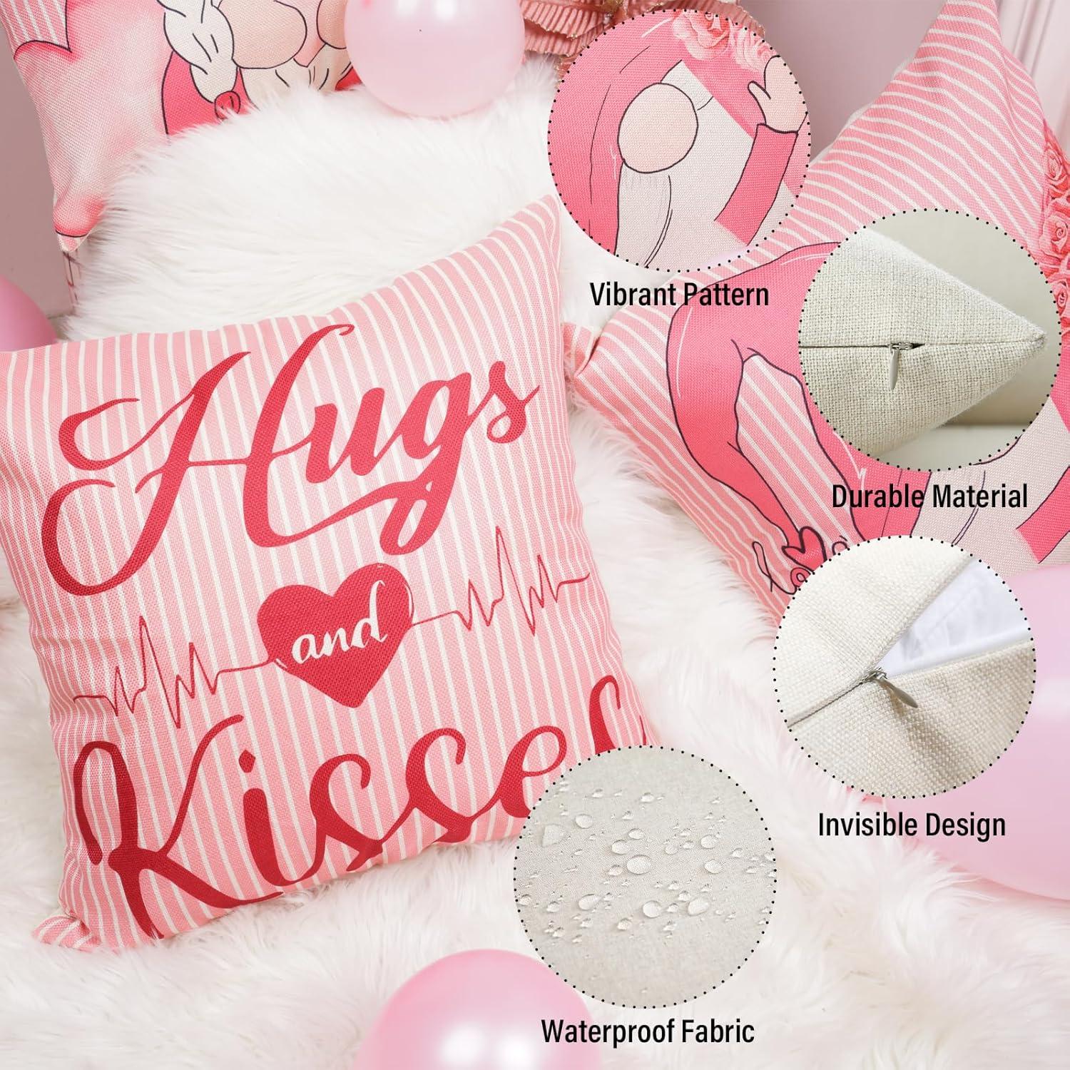 Fundas de Almohada Decorativas POPCLAP 45x45 cm Set de 4 Rosa