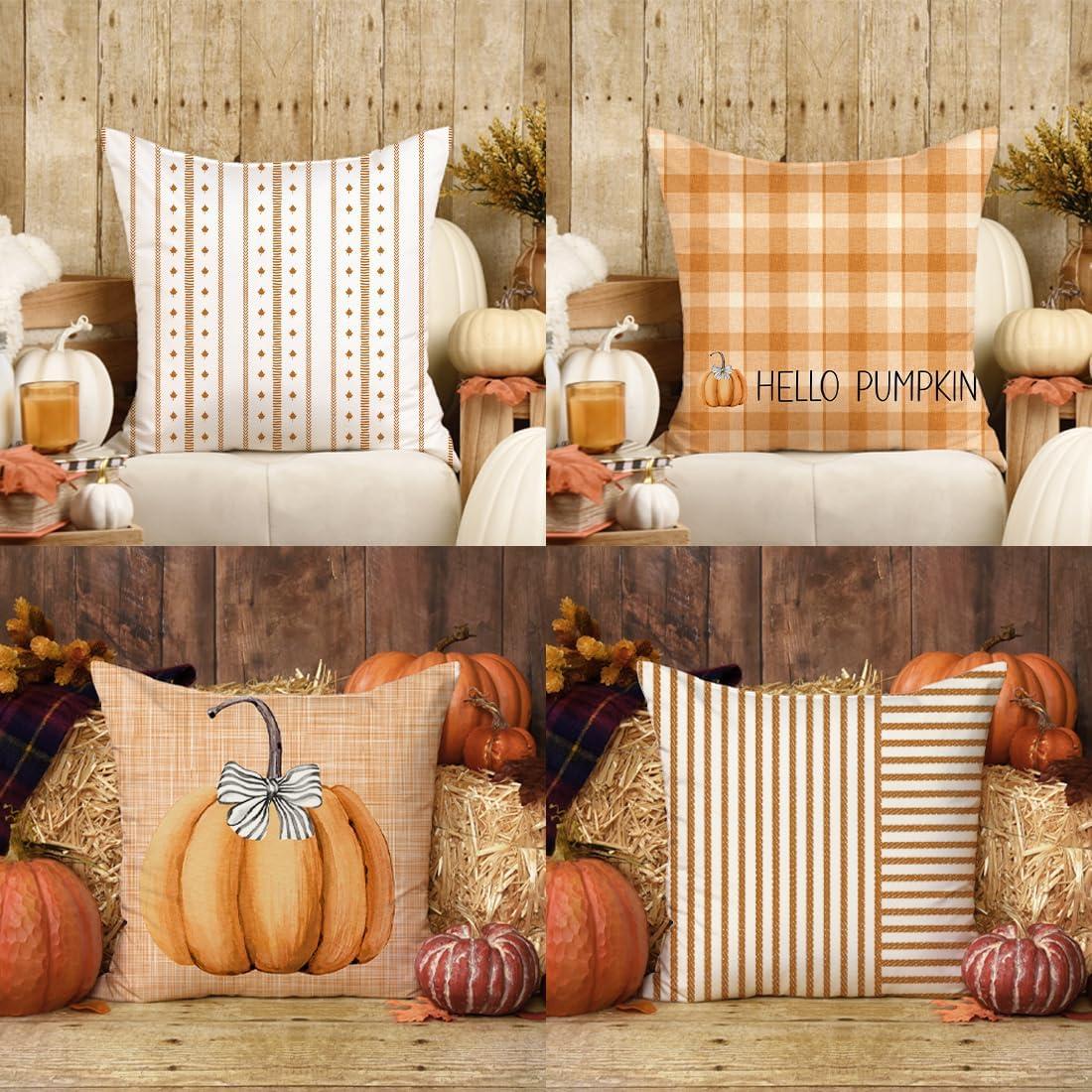 Juego de 4 Fundas de Cojín Decorativas Faromily 50.8x50.8 cm Naranja