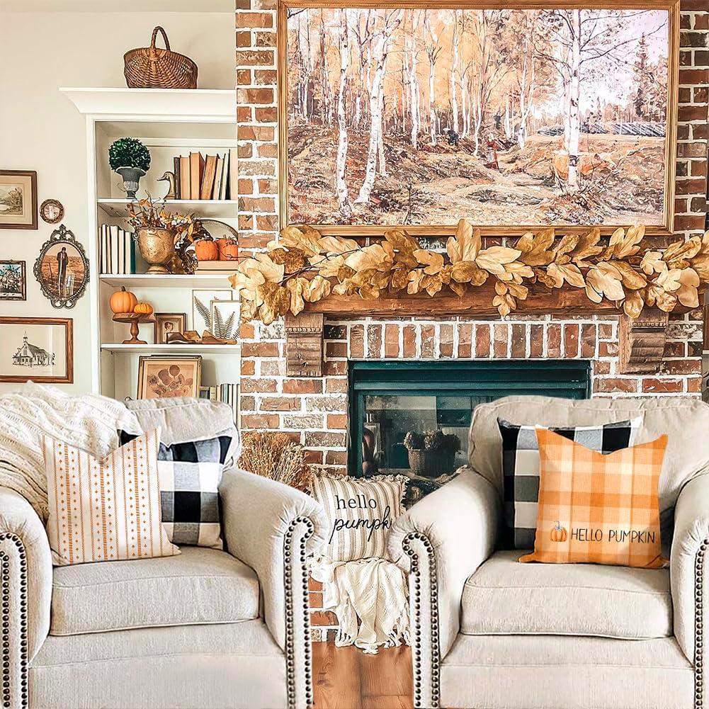 Juego de 4 Fundas de Cojín Decorativas Faromily 50.8x50.8 cm Naranja