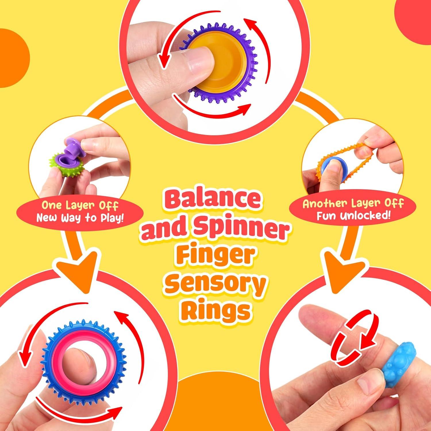 Anillos Sensoriales Antiestrés Lesong - Paquete de 9 Juguetes