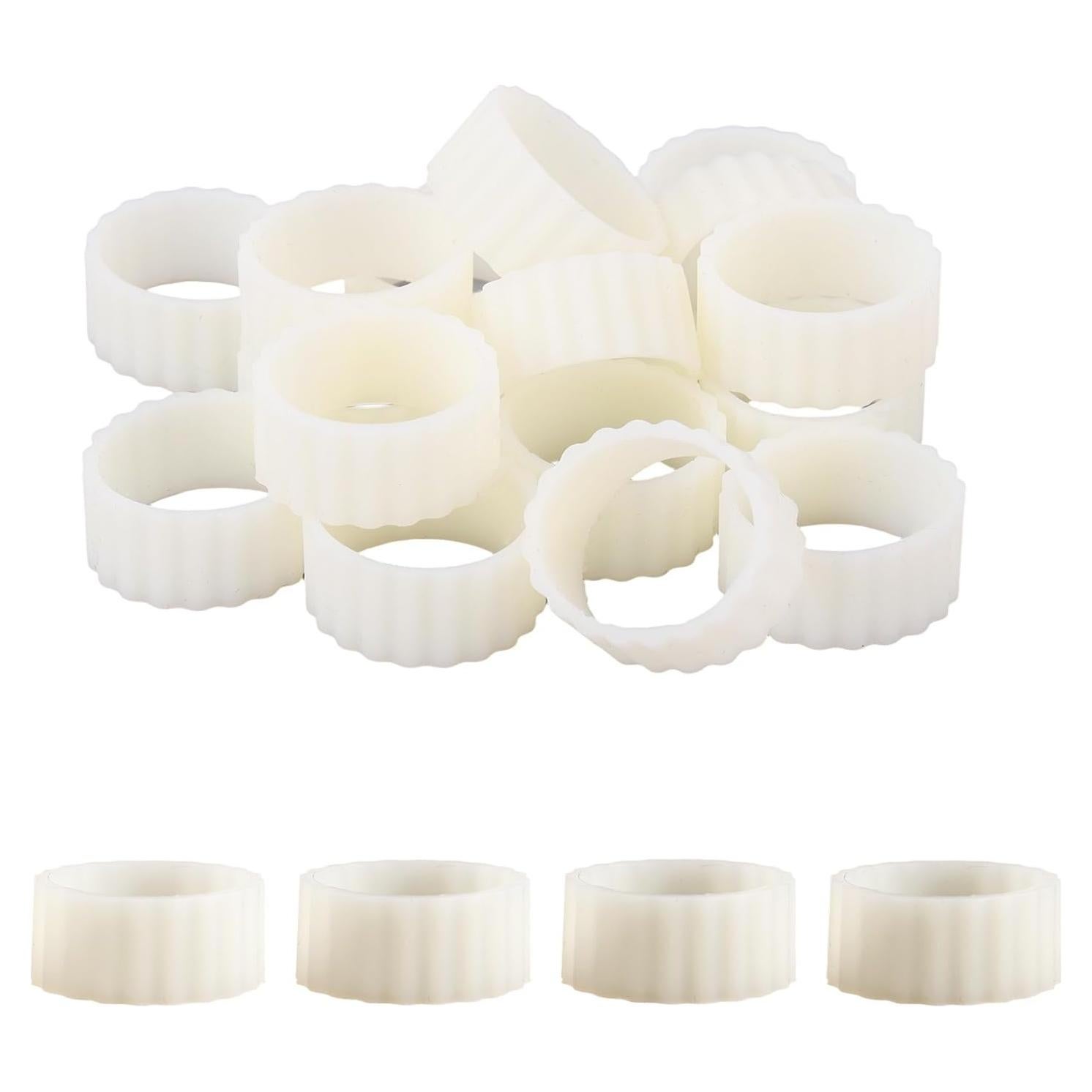 16 Sujetadores de Velas de Silicona Tinoaly Blancos 1.9cm