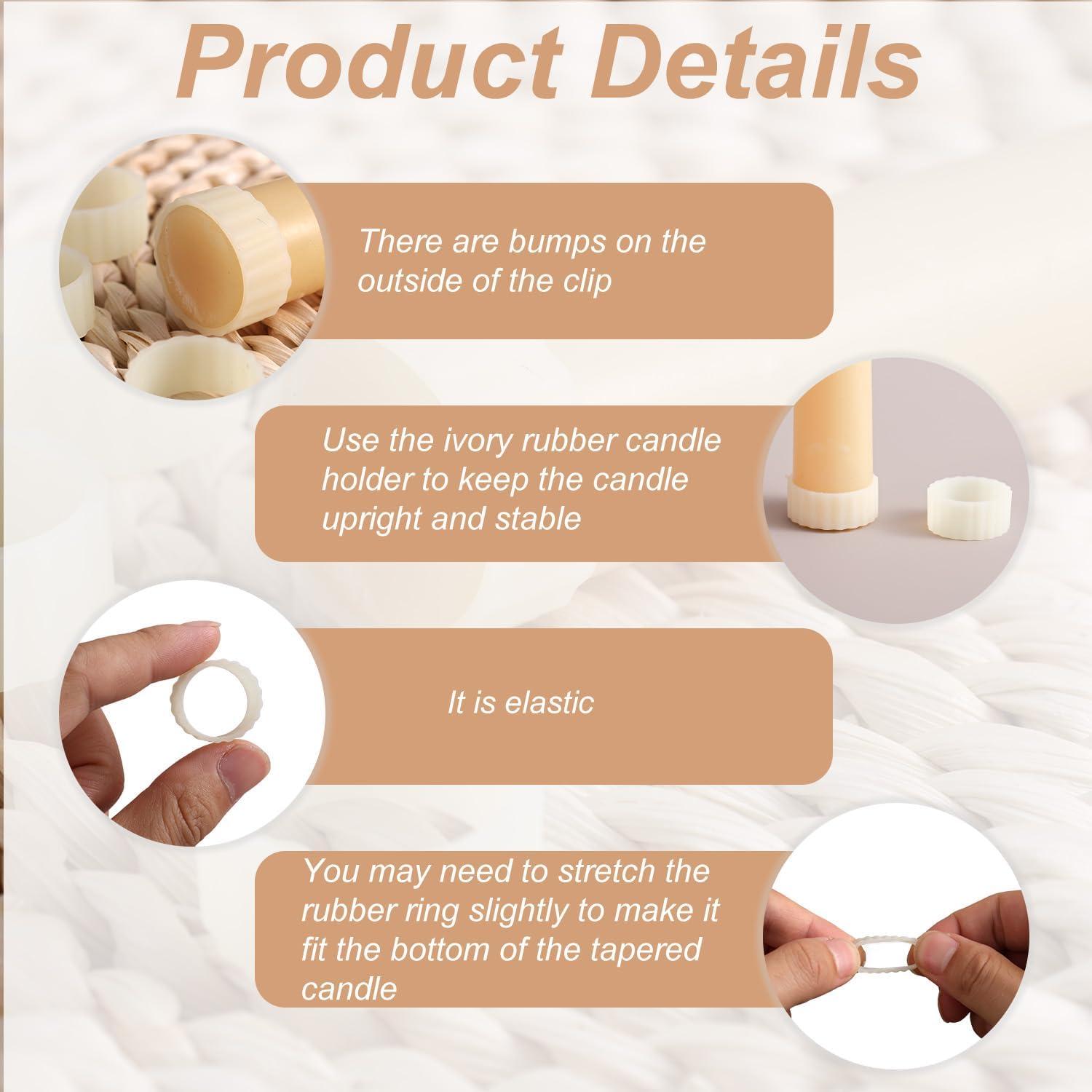 16 Sujetadores de Velas de Silicona Tinoaly Blancos 1.9cm