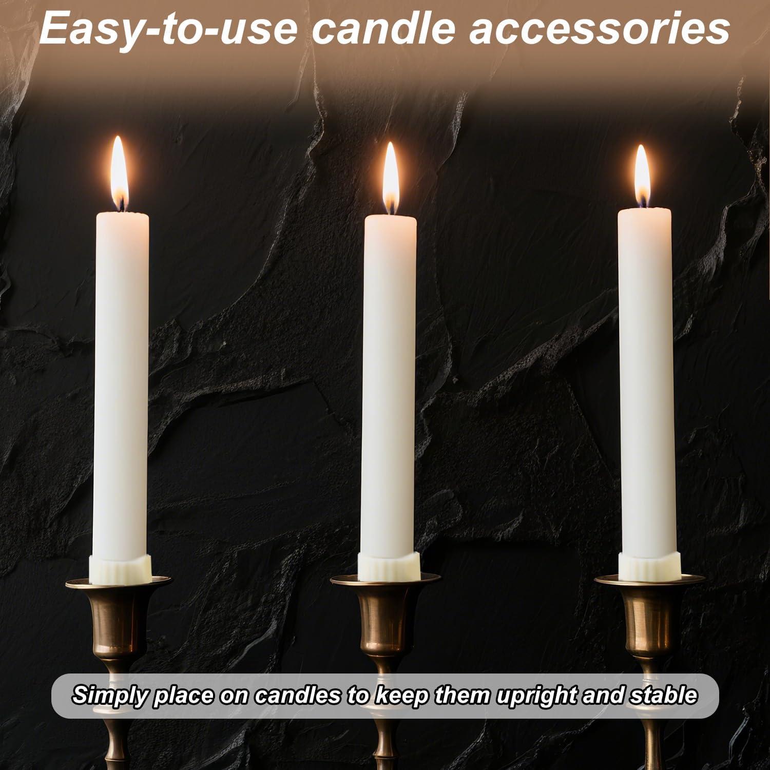 16 Sujetadores de Velas de Silicona Tinoaly Blancos 1.9cm