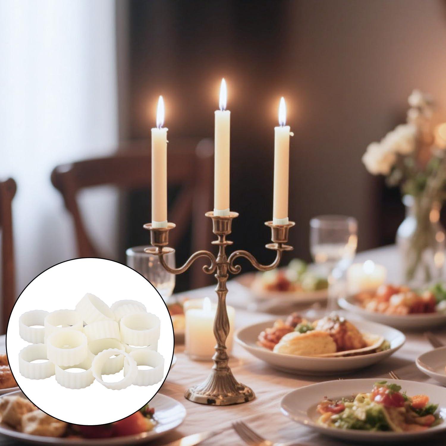 16 Sujetadores de Velas de Silicona Tinoaly Blancos 1.9cm