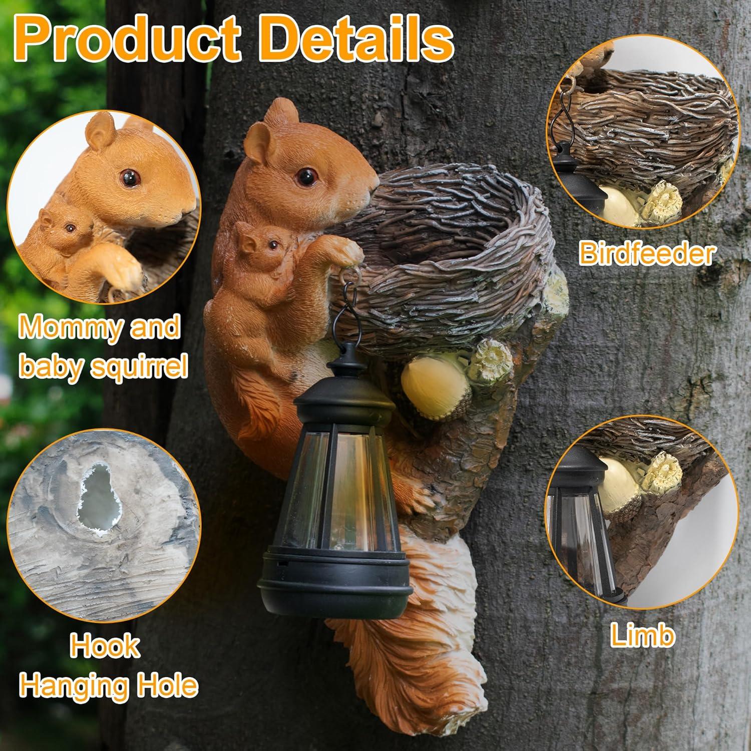 Estatua de Jardín Ardilla con Linterna Solar PkYbrkt 30 cm