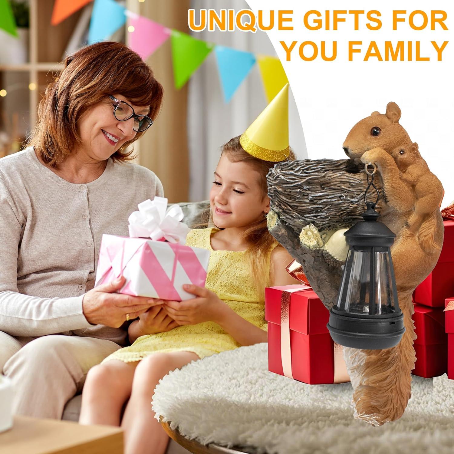 Estatua de Jardín Ardilla con Linterna Solar PkYbrkt 30 cm