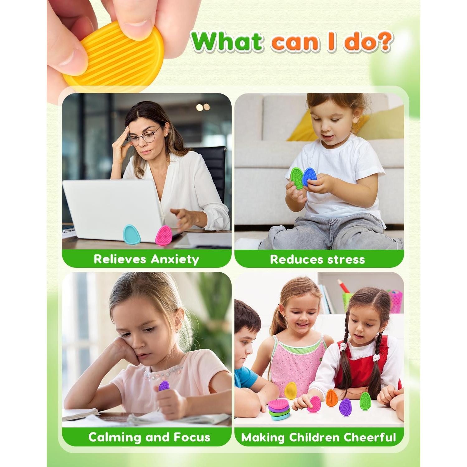 Piedras Antiestrés Sensoriales LESONG - Paquete de 24 Unidades