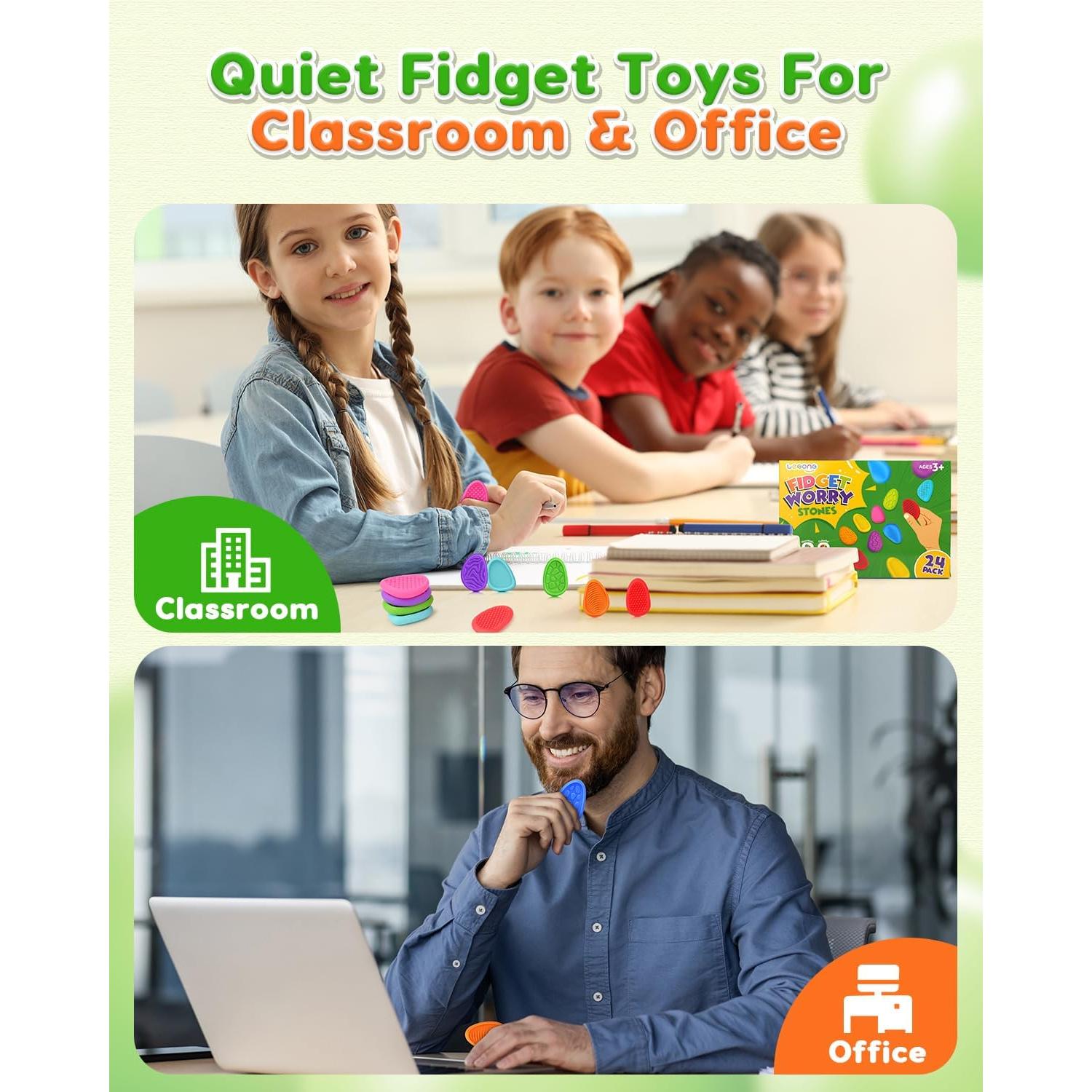 Piedras Antiestrés Sensoriales LESONG - Paquete de 24 Unidades