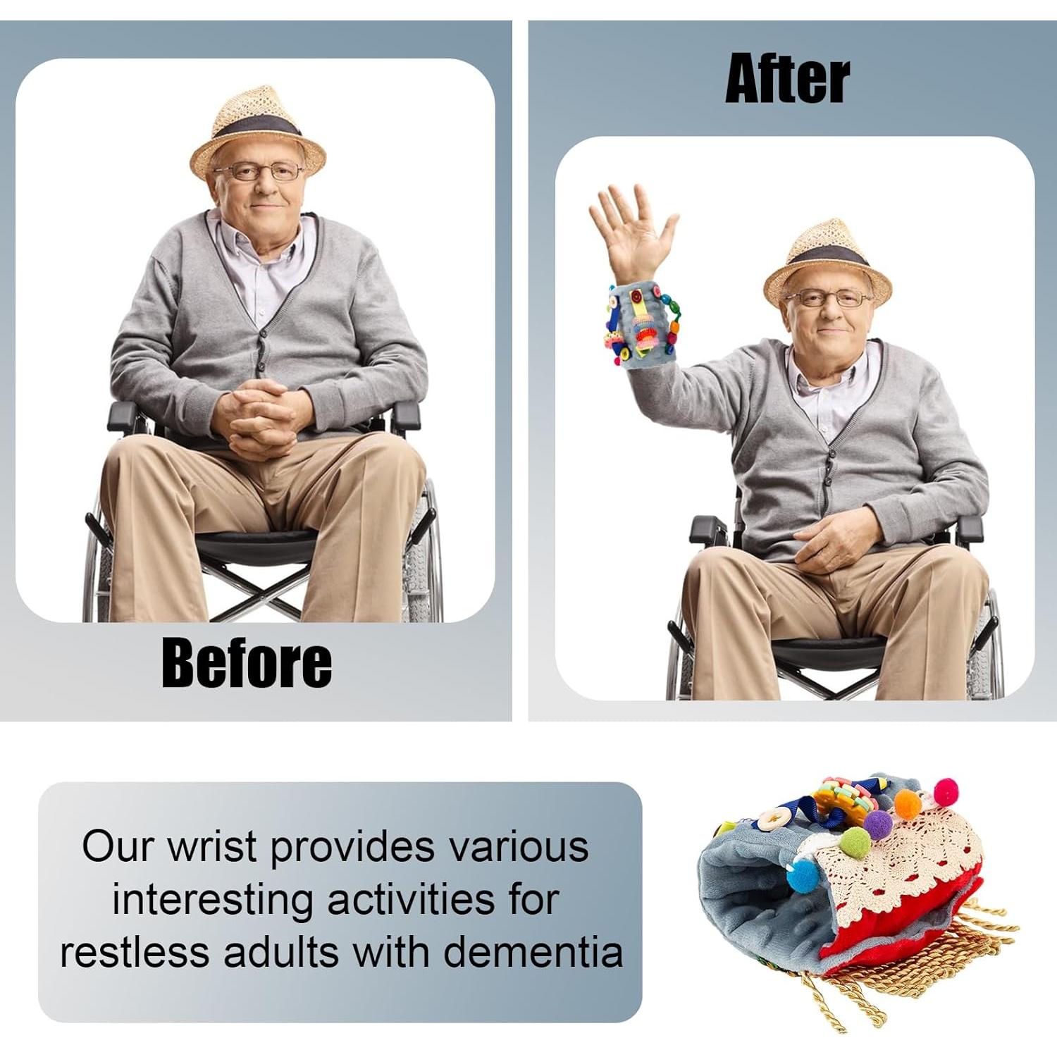 Manta Sensorial Fidget Cuff LKLKKC Azul para Alzheimer y Demencia