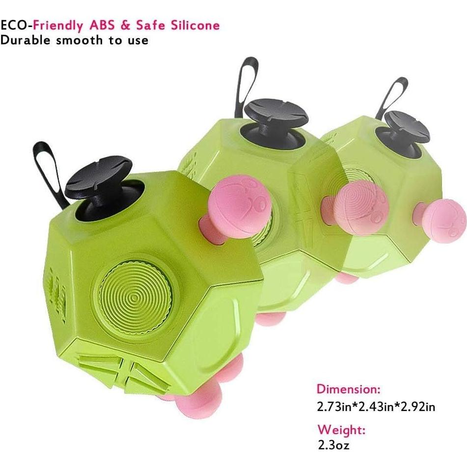 Cubo Antiestrés 12 Caras WCZC Verde - Juguete para Alivio de Ansiedad